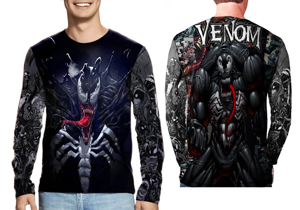 Spider-Man Black Costume Venom Fans Print Sublimation Man Top Shirt Size : S to 3XL