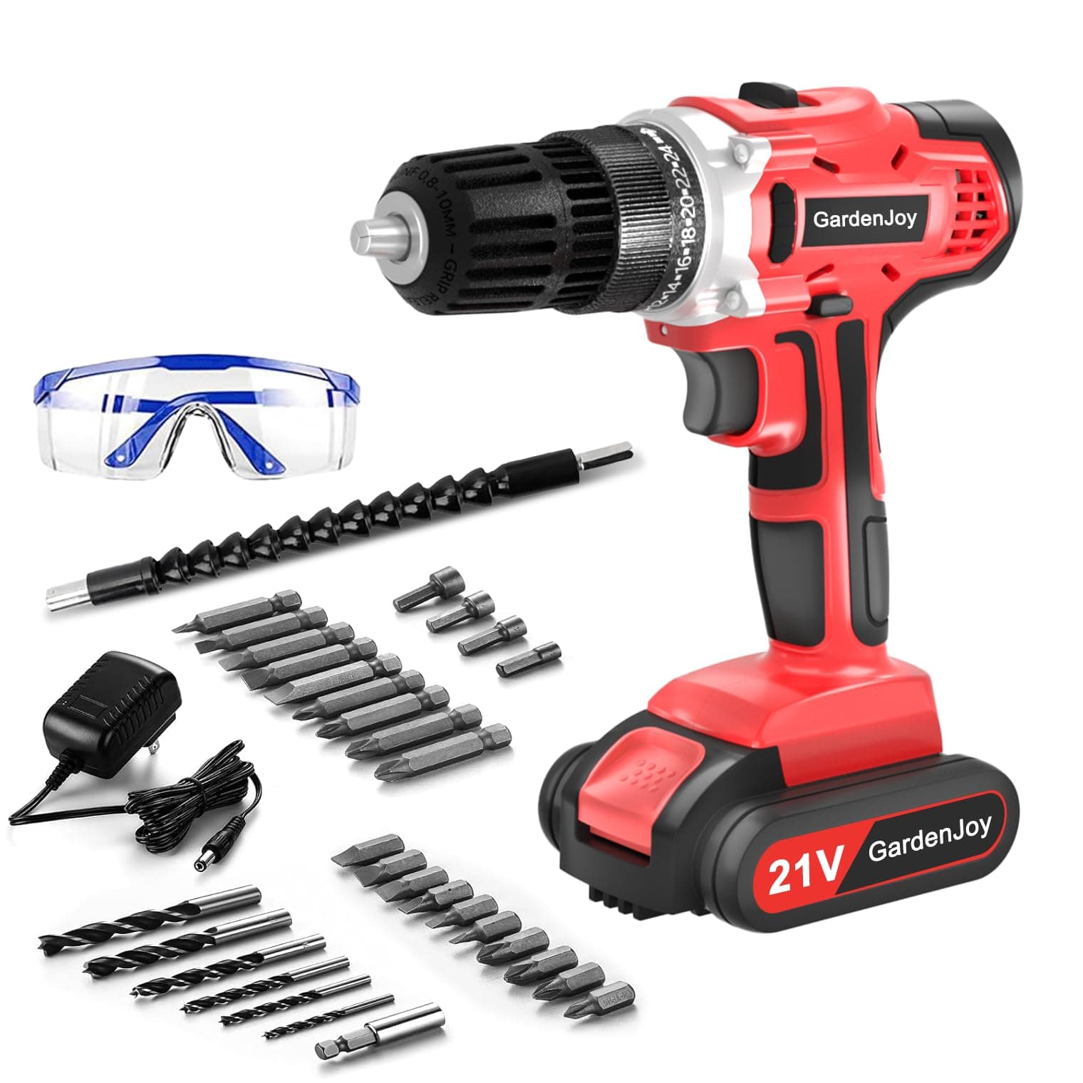 20v Cordless Drill Set, Power Electric Kit Battery With Charger 30Nm 2-Speed 3/8" Keyless Chuck 24+1 Torque Drill Driver screwdriver Bits with LED Electric Work Light for Women DIY
