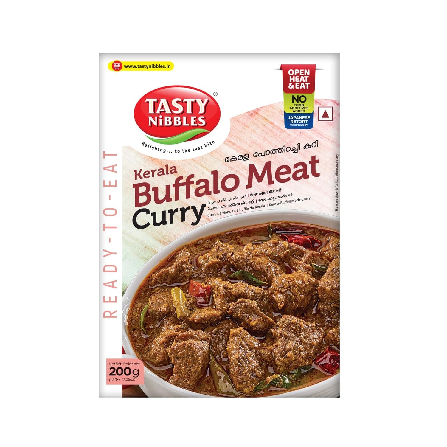 TASTY NIBBLES Ready to Eat Kerala Buffalo Meat Curry 200GM Pouch| Kerala Special | Open Heat & Eat | Non-Vegetarian | No Added Preservatives | Japanese Retort Technology 200GM Pouch (Pack of 1
