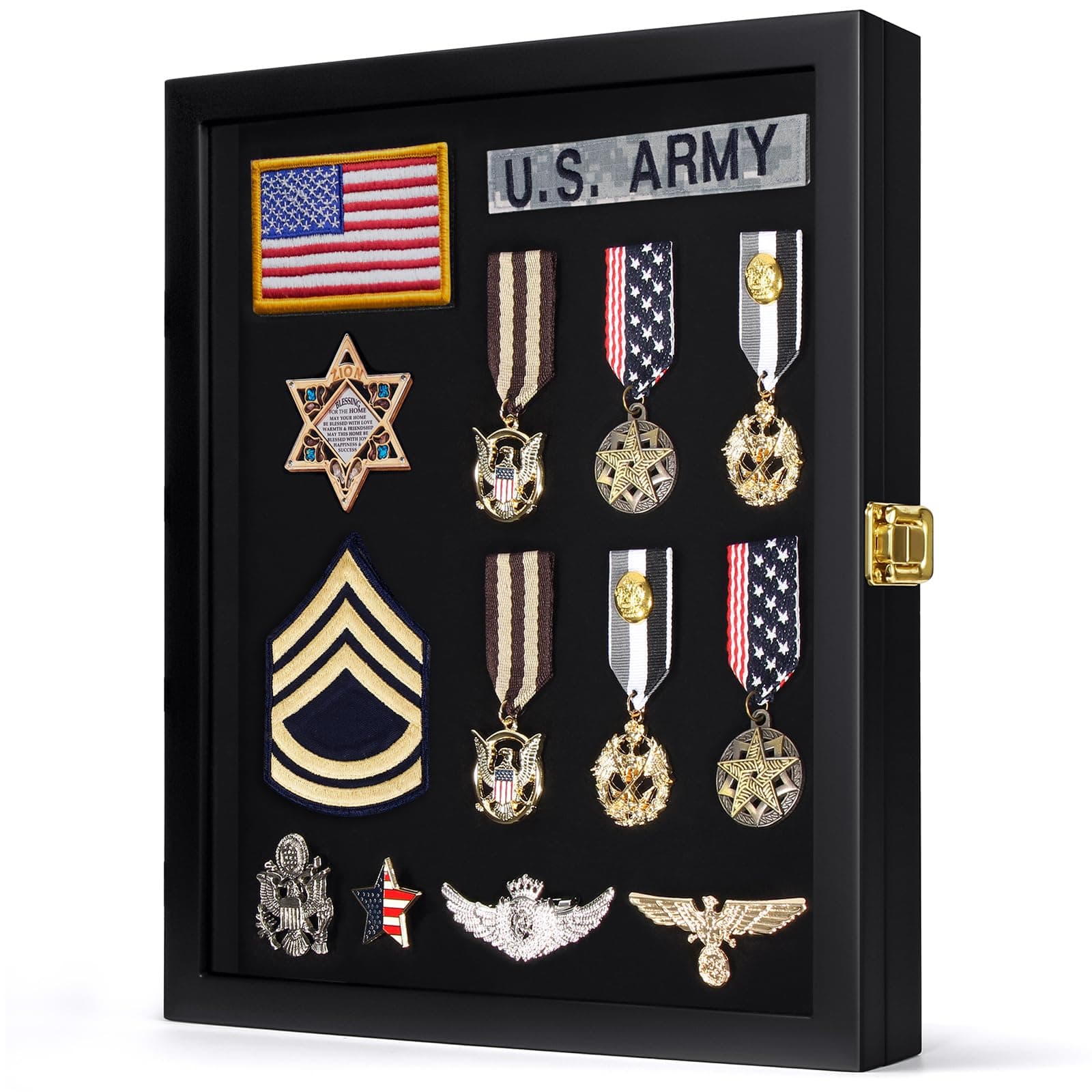 TJ.MOREE Pin Display Case - 11x14 for Military Badges Medals Tags Patches, Jewelry & Giant Pins, Insignia Ribbons