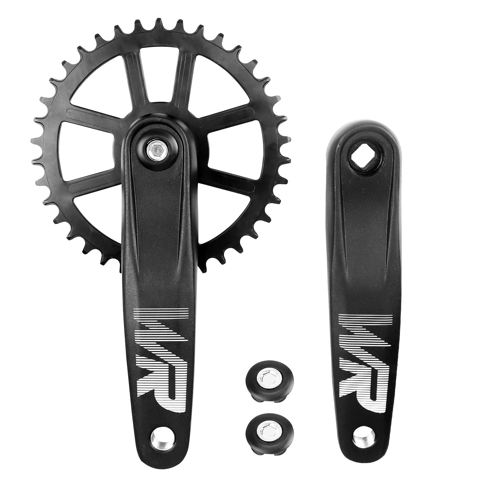Mountain Bike Crankset 1 Piece/Single 32T/34T/36T/38T Charing Crank Set with 170mm Arm for Bicycle MTB, Compatible with Single Speed Bicycle and 6/7/8/9/10/11 Speeds Bike