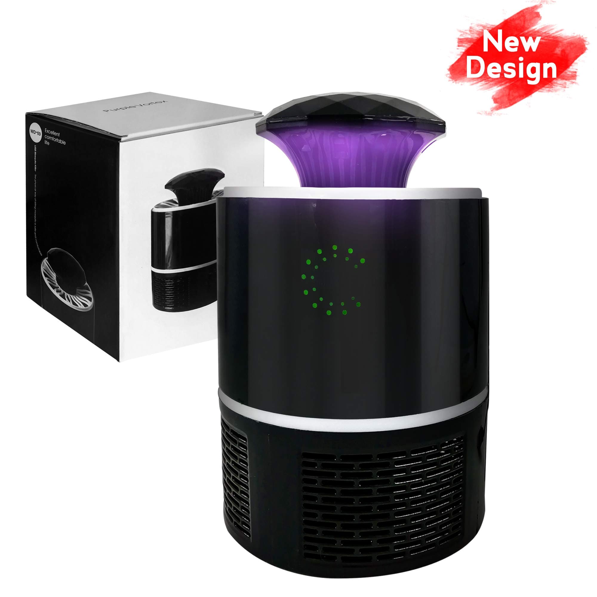 Indoor Mosquito Trap - Insect Killer that Works Best for Mosquito, Fruit Fly, Gnat, Moth, Bug - Built in 360 Fan, UV LED Light, USB Powered - Child Safe, Non-Toxic, Odorless, No Zapper (Black)