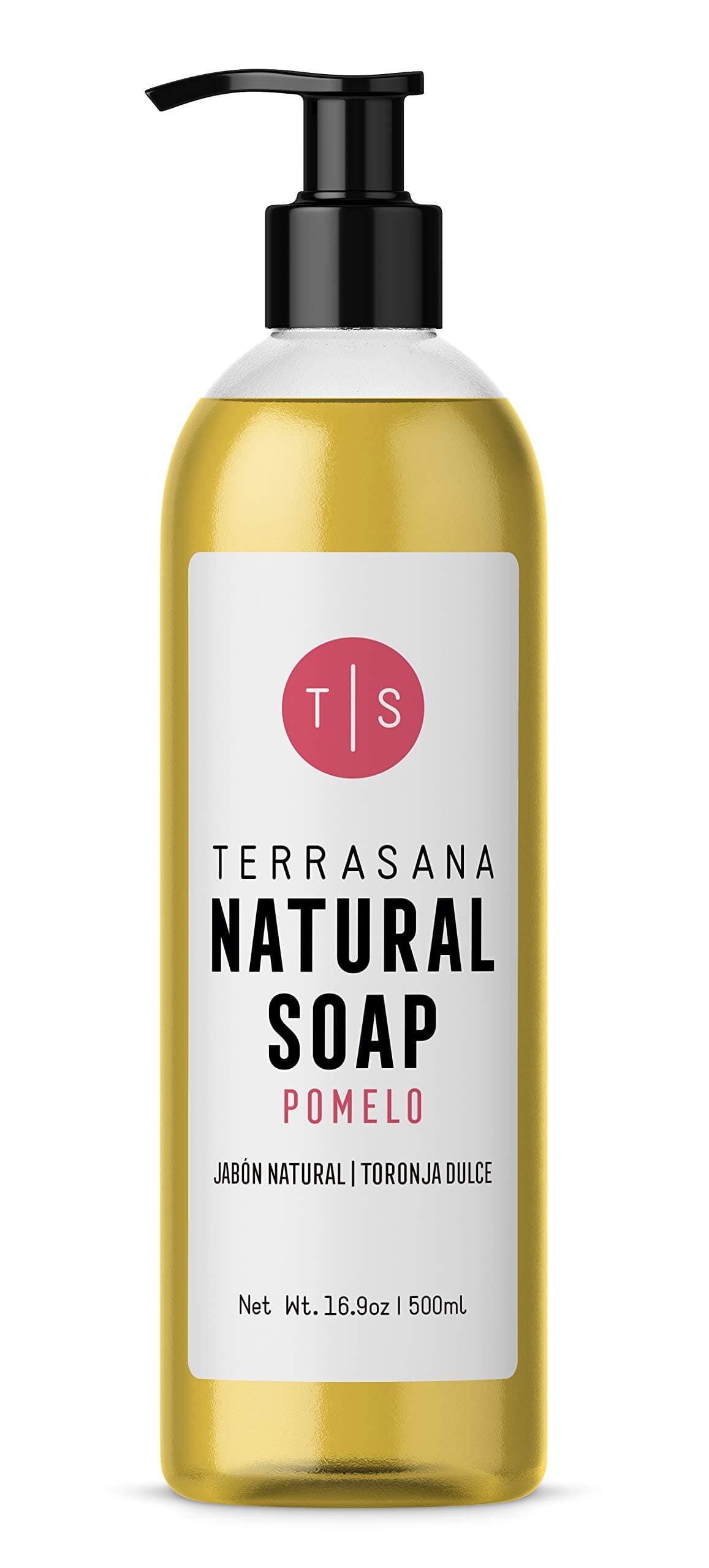 TERRASANA All Natural & Soothing Liquid Soap - Pure Castile Hand & Body Wash + Essential Oils for a Nice & Smooth After-feel | Vegan, Cruelty-FREE, Detergent-FREE, Perfume-FREE | 16.9fl.oz