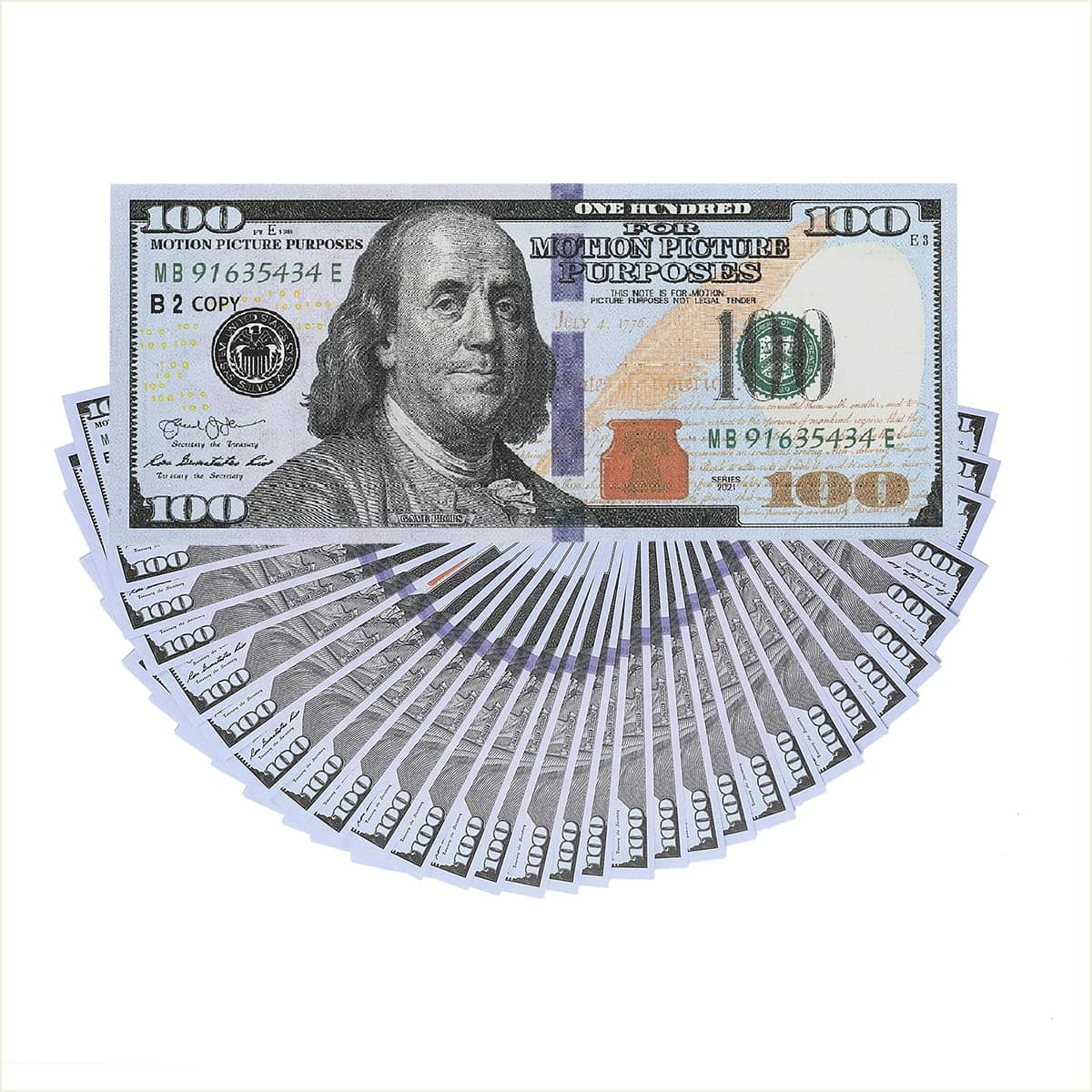 jinnyto 100Pcs Play Mon ey Looks Real, Movie Mon ey Full Print 2 Sided Actual Size, The Movie, Learning, Video, Party Fake Mon ey (100Pcs)