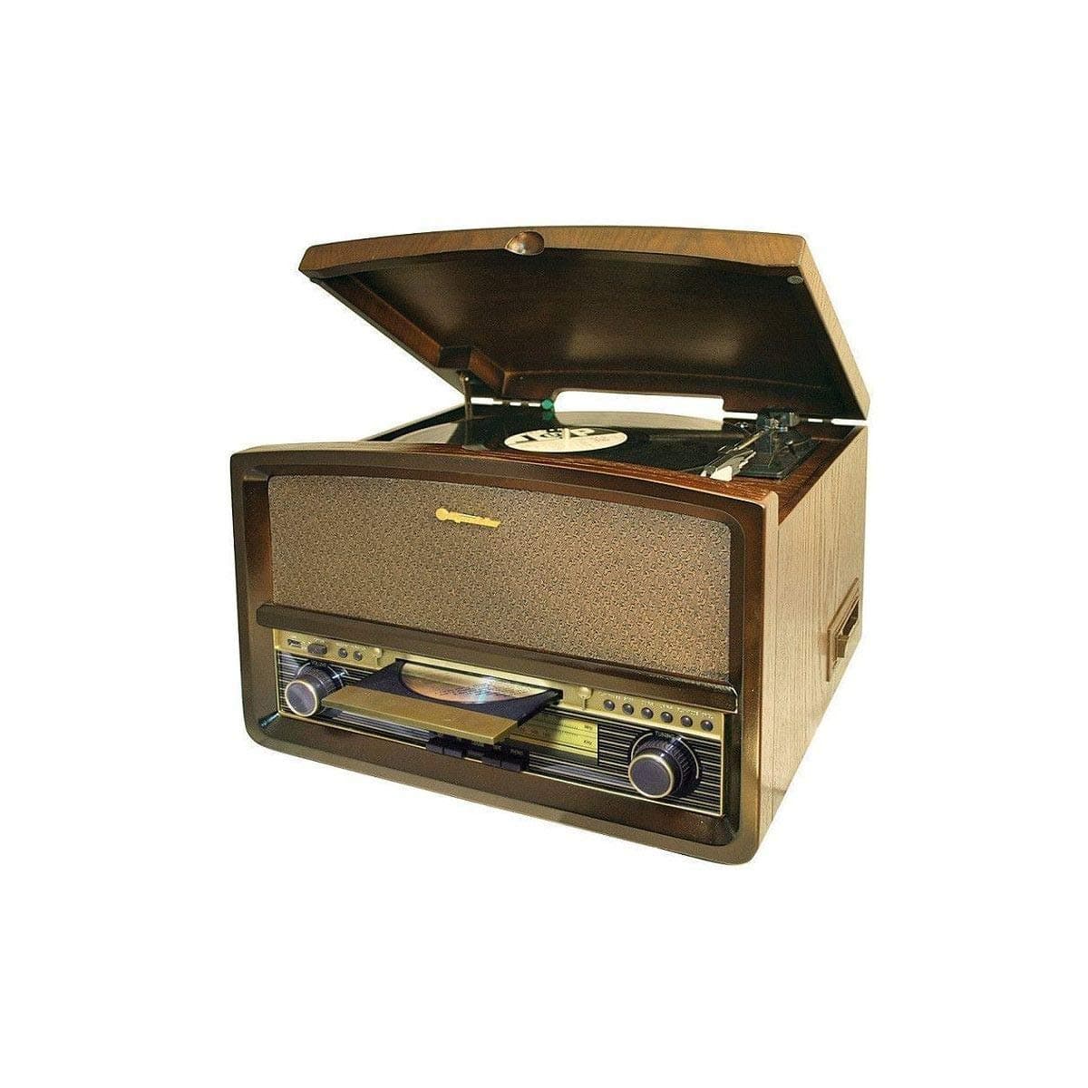 Roadstar HIF-1937TUMPK Retro Design System (Record Player, FM/MW Radio, CD, Cassette Player, MP3, USB) Wood