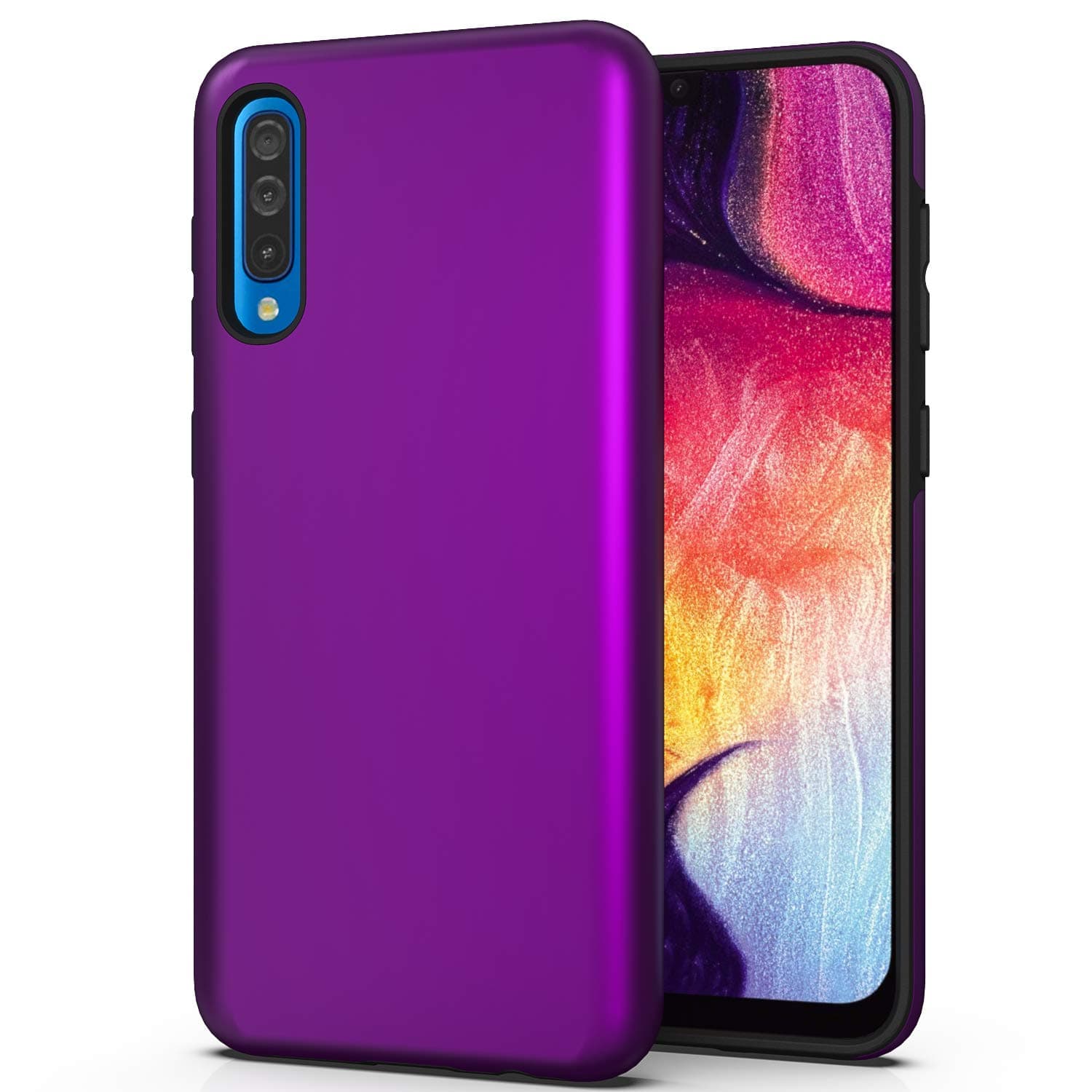 LUCKYCAT Samsung A50 Case,Samsung A50S Case,Samsung A30S Case, Impact Resistant Protective Anti-Scratch Anti-Fingerprint Shockproof Rugged Cover for Samsung A50 SM-A505 6.4 Inch(2019 Version)-Purple