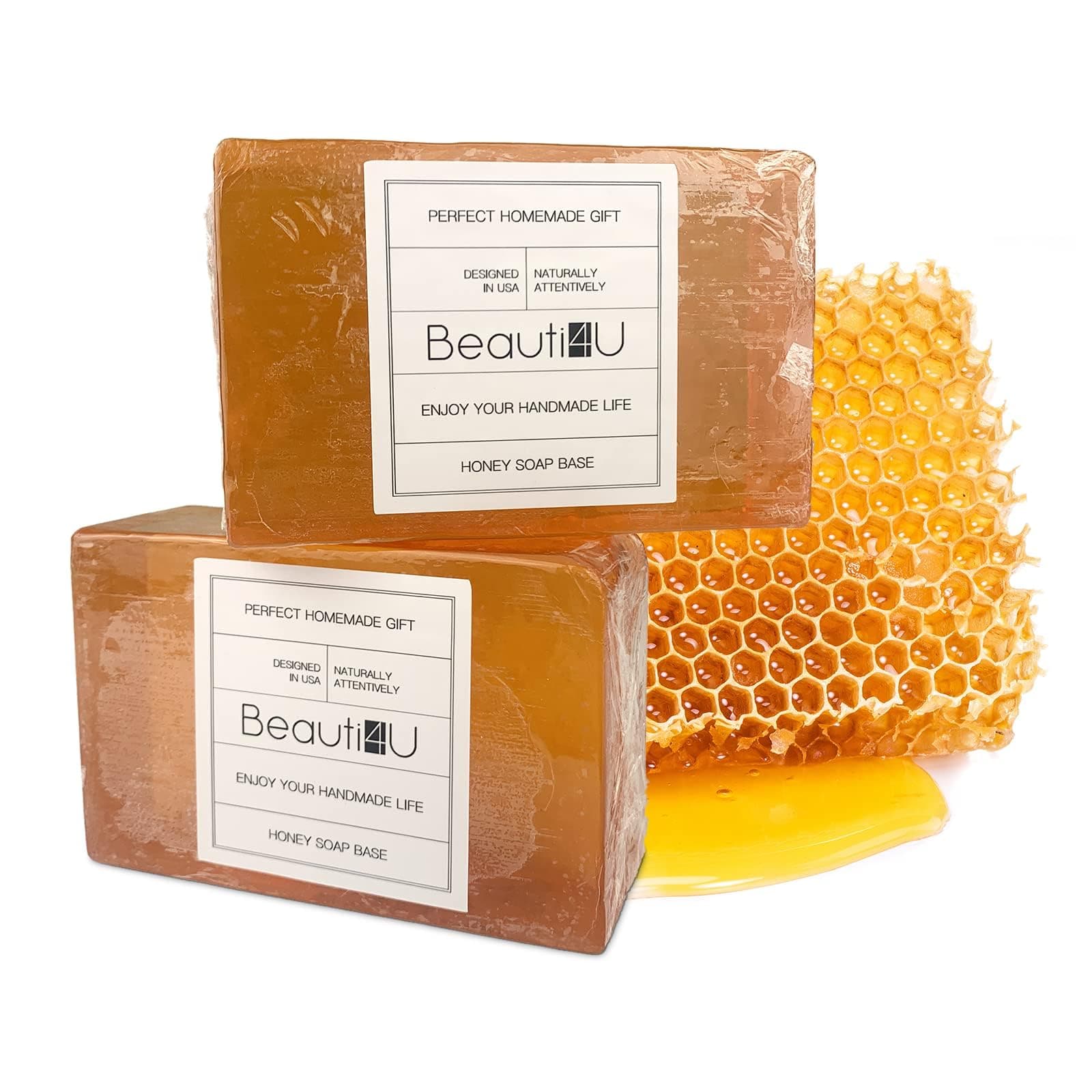 BEAUTI4U 2LB Honey Soap Base - Saop Making Supplies - Melt And Pour Sope Bace - Melt And Pour Sope - Sope Making Supplies - Organic Saop Base For Soap Makeing