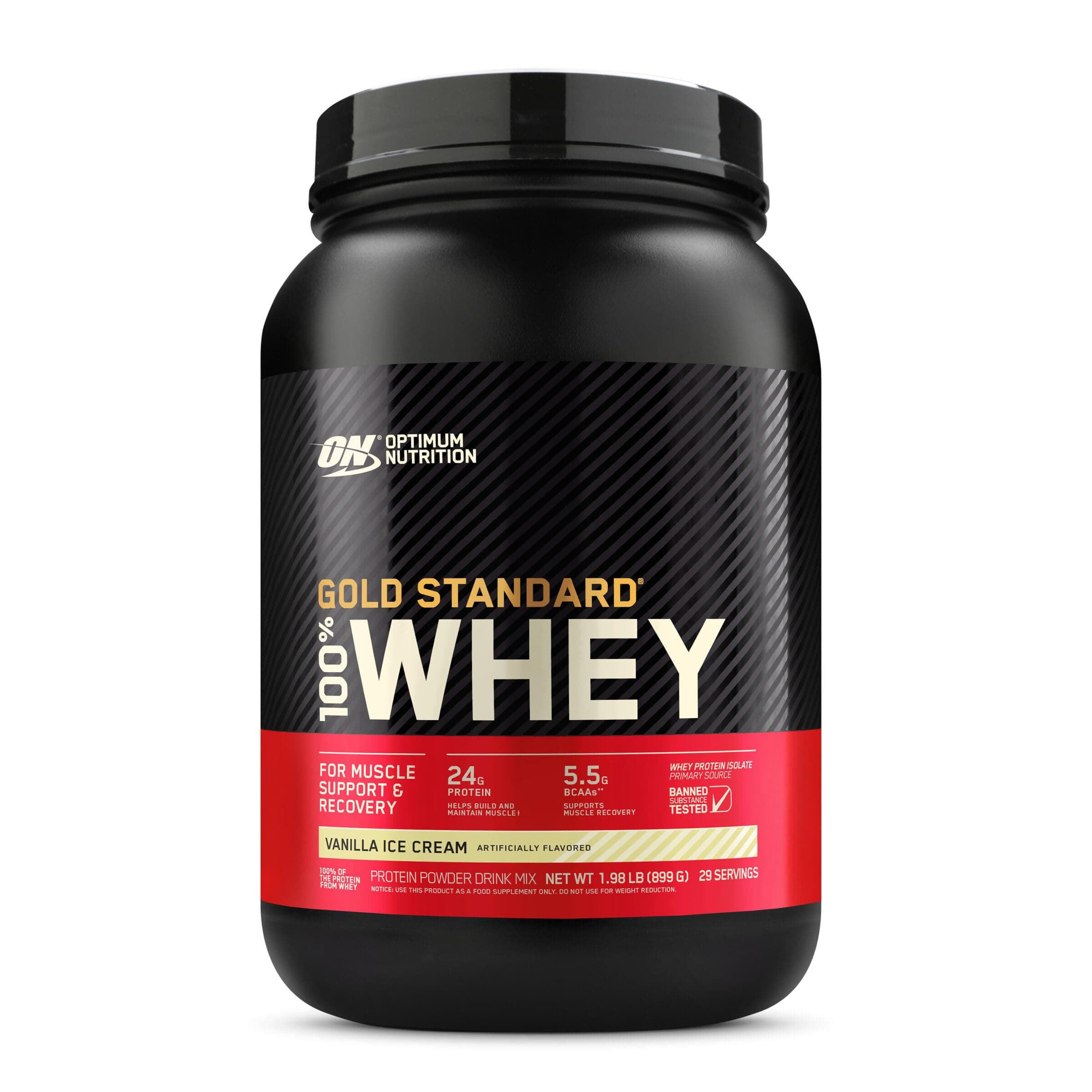 Gold Standard 100% Whey Protein Powder from Whey Isolates, Vanilla Ice Cream - 2 Pound
