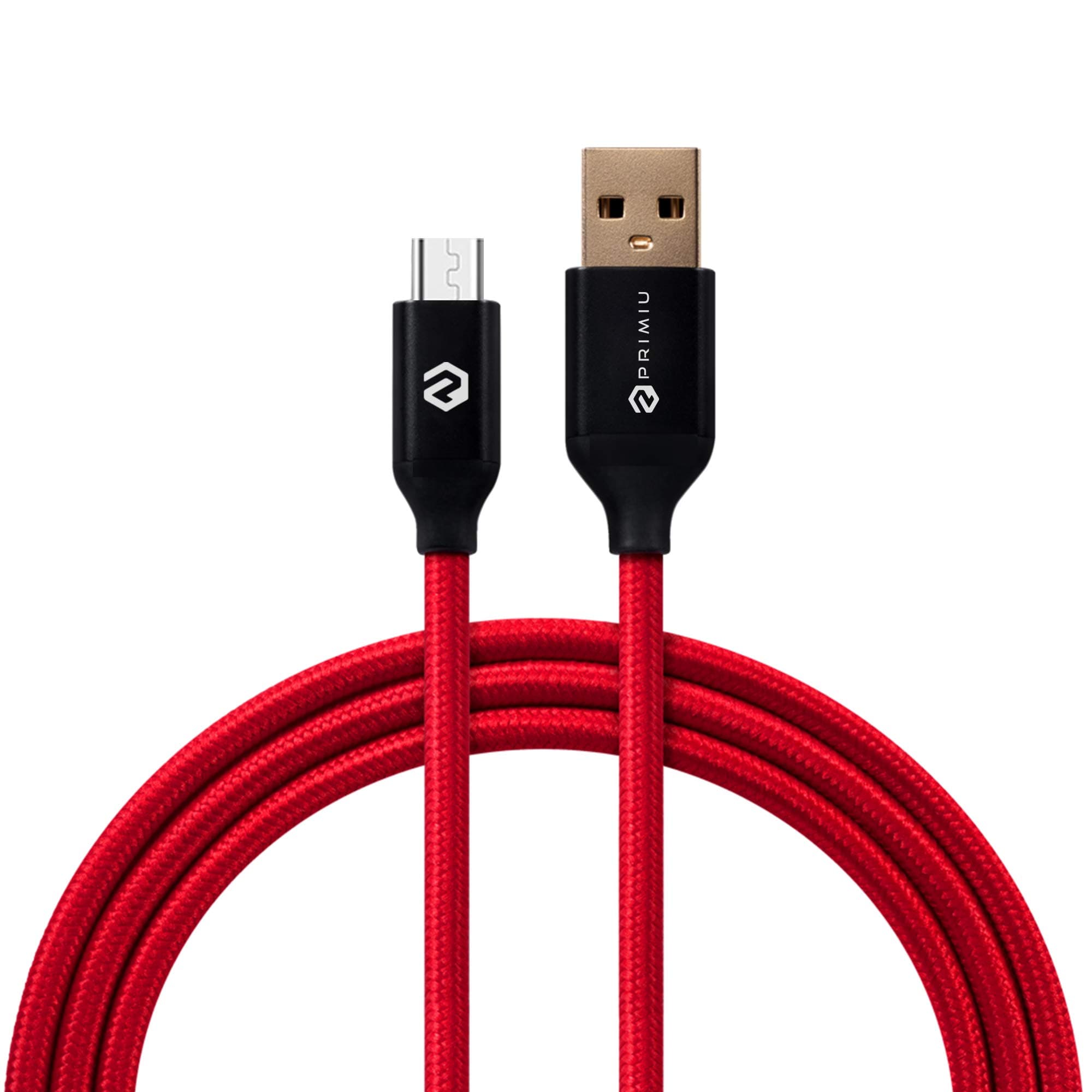Primiu Nylon Braided 6 Ft Micro USB Cable for Android (Red)