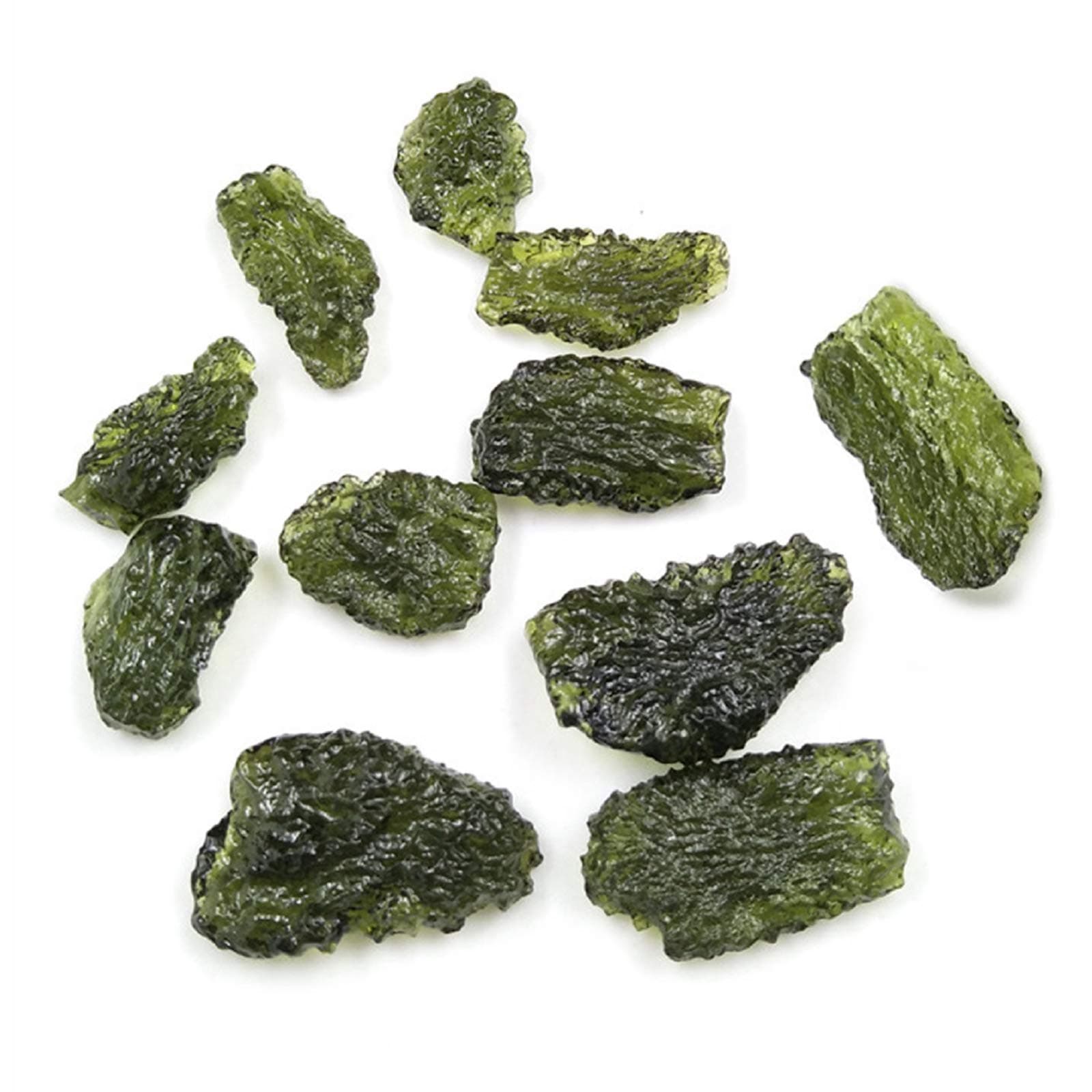 3 Pcs Green Moldavite Czech Meteorite Artificial Irregular Stone Pendant Rough Crystal Energy Stone for DIY Jewelry Making 3g