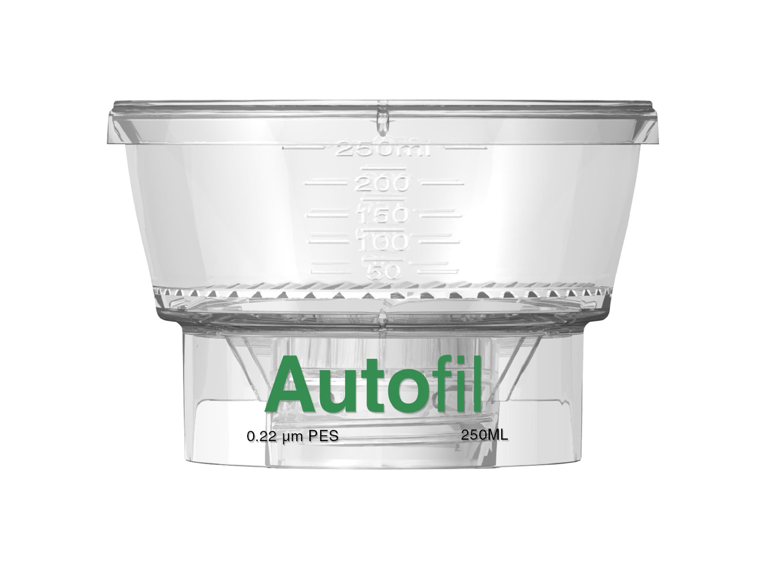 Autofil 1151-RLS Polystyrene Sterile Filter Funnel, PES Membrane, 250ml Volume, 0.22µm Pore Size, 66mm Filter Diameter (Case of 12)