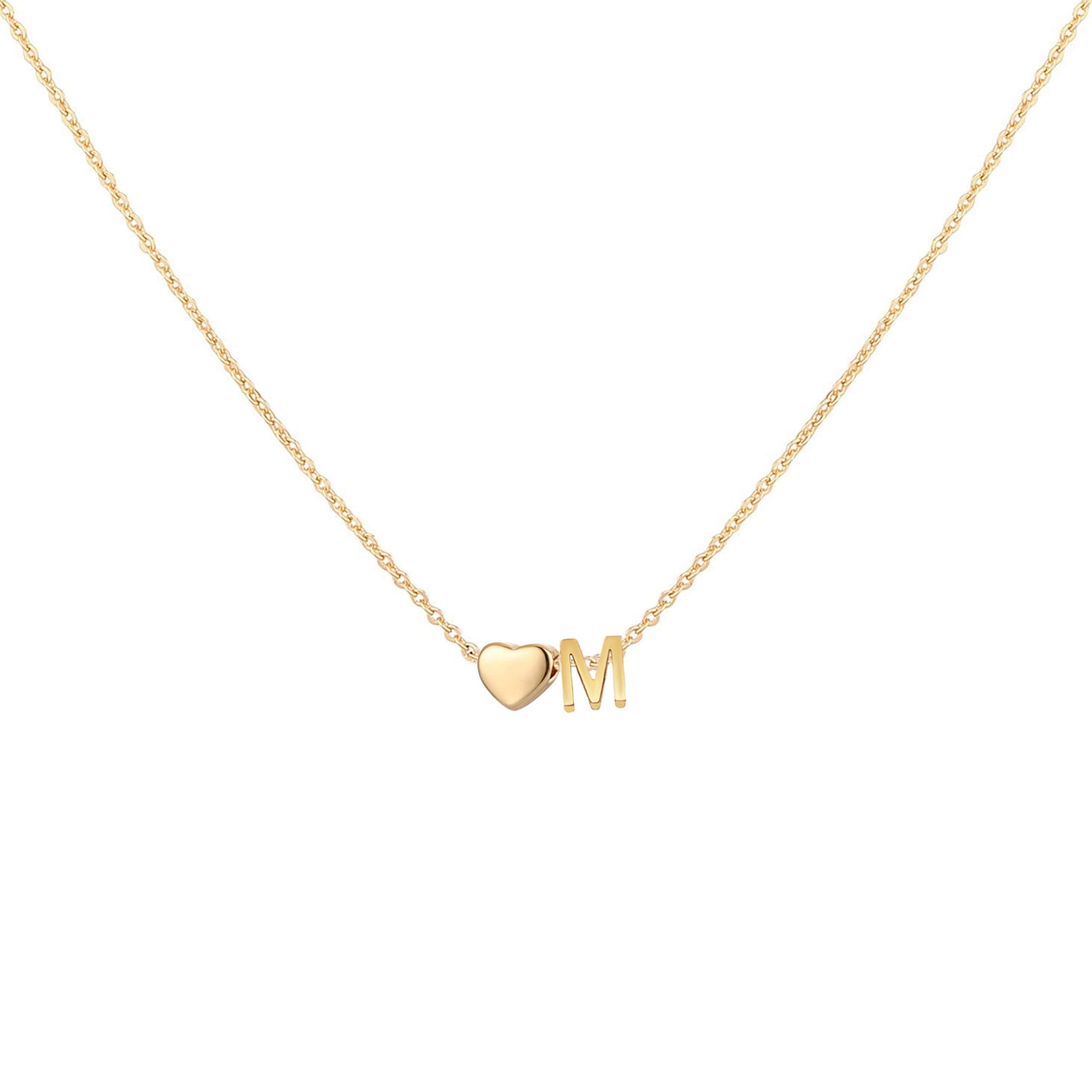 Initial Heart Necklace 18K Gold Plated Stainless Steel Tiny Heart Letter Necklace Personalized Monogram Name Necklace for Women