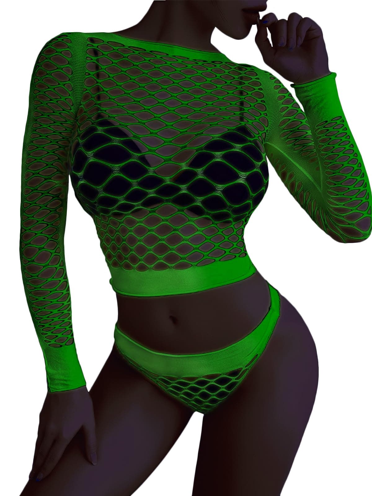 FasiCat Women's Mesh Lingerie Fishnet Babydoll Mini Dress Bodysuit See Throug...