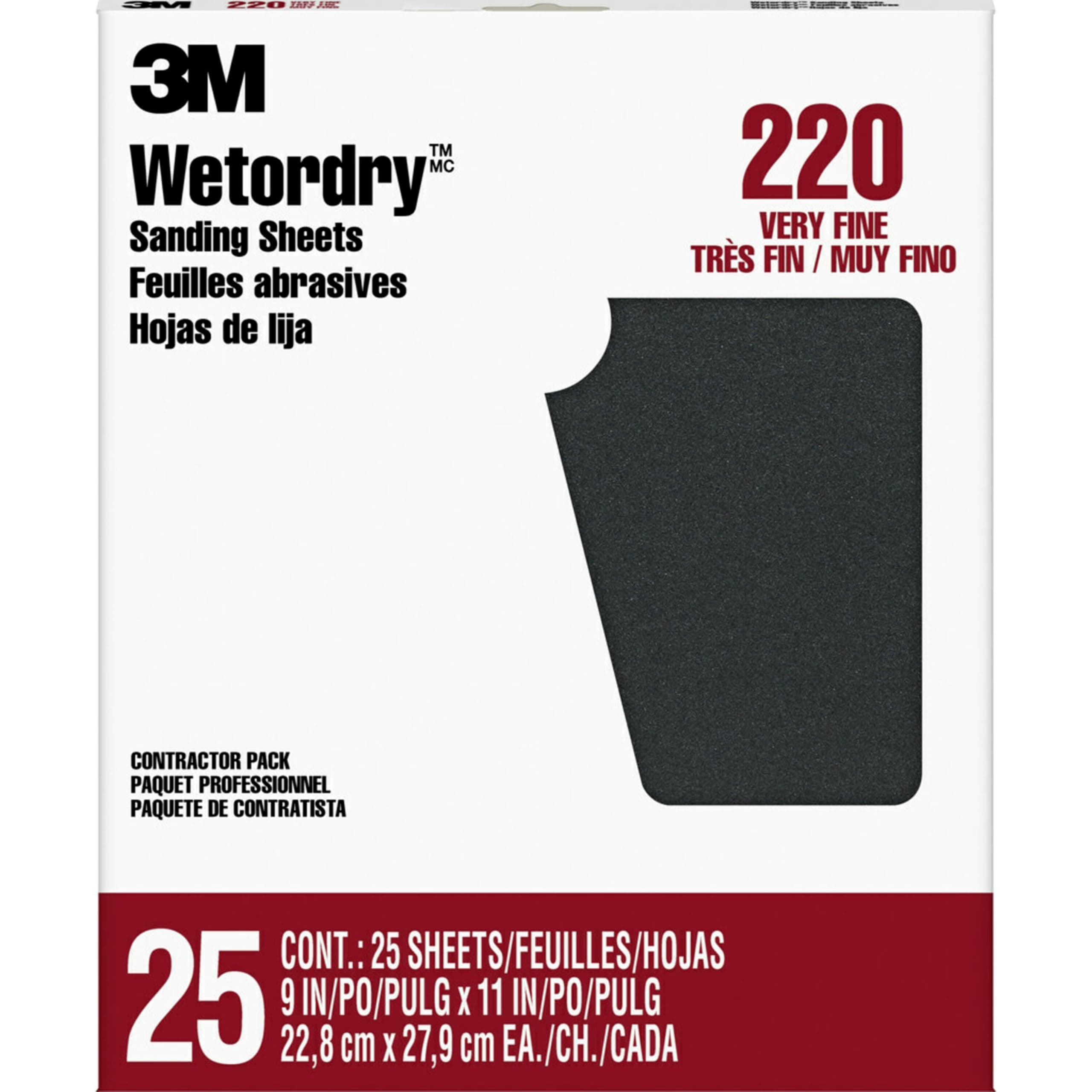 3m 99422 Pro-pak Wet/dry Sandpaper 9"x11" , 220a Grit