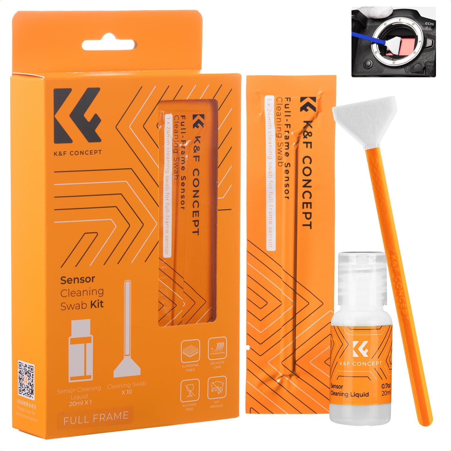 24mm Full Frame Sensor Cleaning Swab Kit (10 Swabs + 20ml Cleaner) for DSLR SLR Digital Cameras