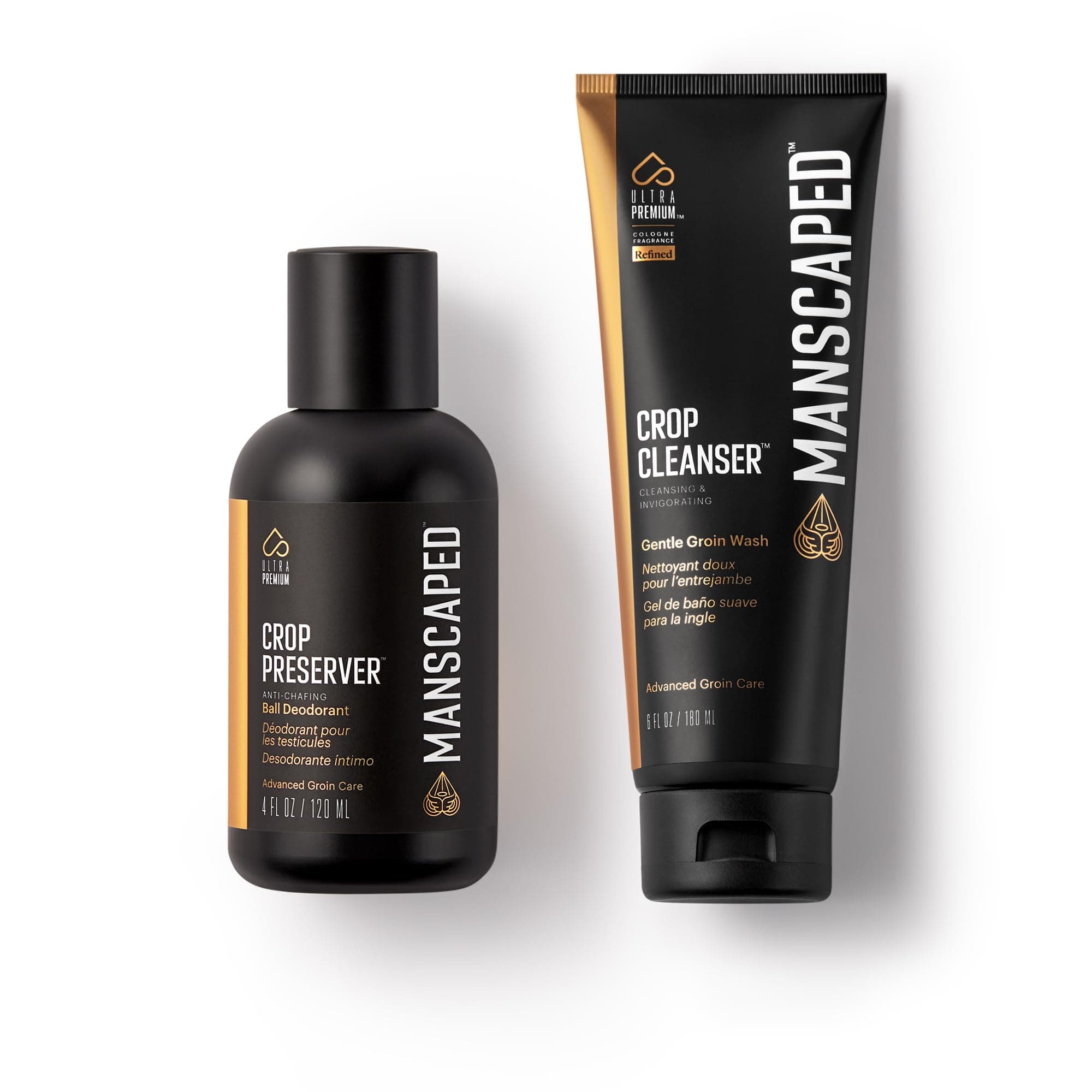 MANSCAPED® The Crop Preserver® & Crop Cleanser®, Men's Anti-Chafing Ball Deodorant with Cooling Aloe Vera & Invigorating Shower Gel Infused with Vitamin E and Aloe for Below-The-Waist Cleaning