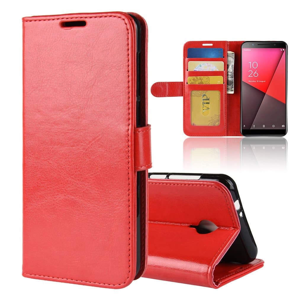 LAGUI Case Suitable for Vodafone smart N9 lite(VFD 620), Flashy Flip Wallet Cover, Leather Look full Cover Case With The Card Slots And Magnetic Closure, Flip Stand Phone Shell. red