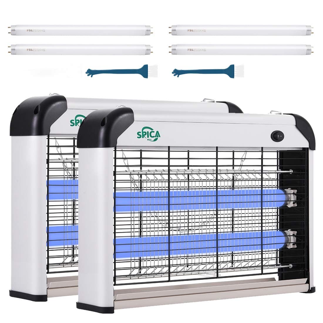 SPICA 2 Pack Insect Killer Bug Zapper Indoor, 20W Electronic Mosquito Fly Moth Wasp Pest Killer, Includes 4 Replacement Light Bulbs