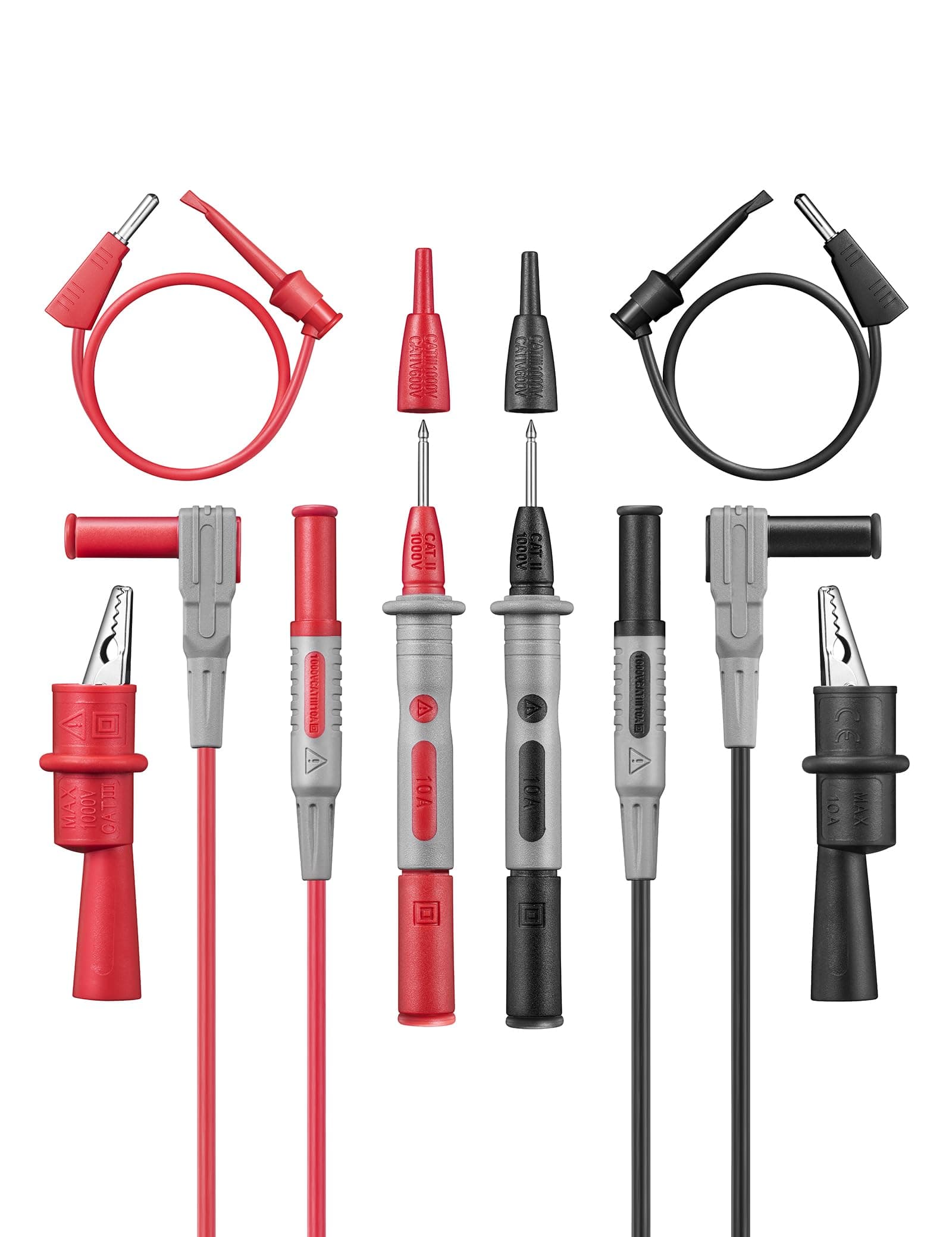 AstroAI Multimeter Electronic Test Leads Kit with Alligator Clips and Plunger Mini Hooks, Probes Upgraded To CAT IV