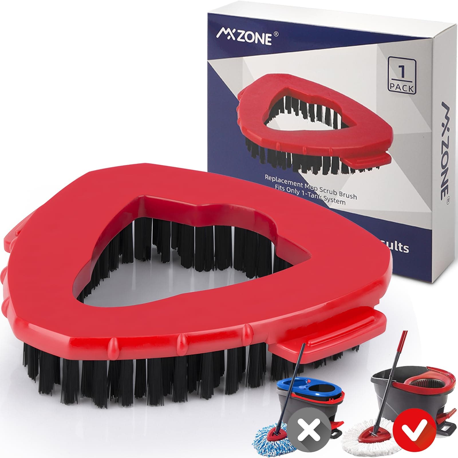 Scrubber Mop Head Replacement for O Cedar EasyWring 1 Tank System, Shower Floor Spin Mop Scrub Brush Head, Hard Bristle Cleaning Brush for Bathroom Kitchen Tile, Not Fit RinseClean