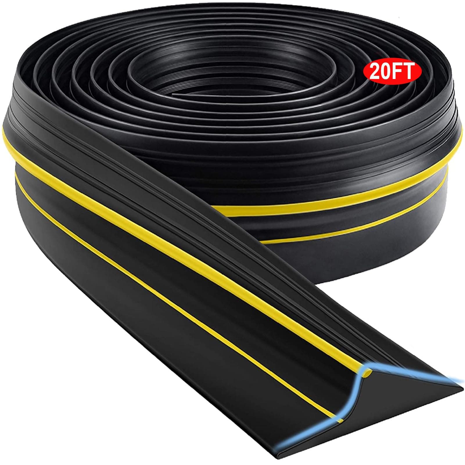 Universal Garage Door Threshold Seal Strip, Bottom Weather Stripping Replacement Rubber Waterproof 20 FT Length