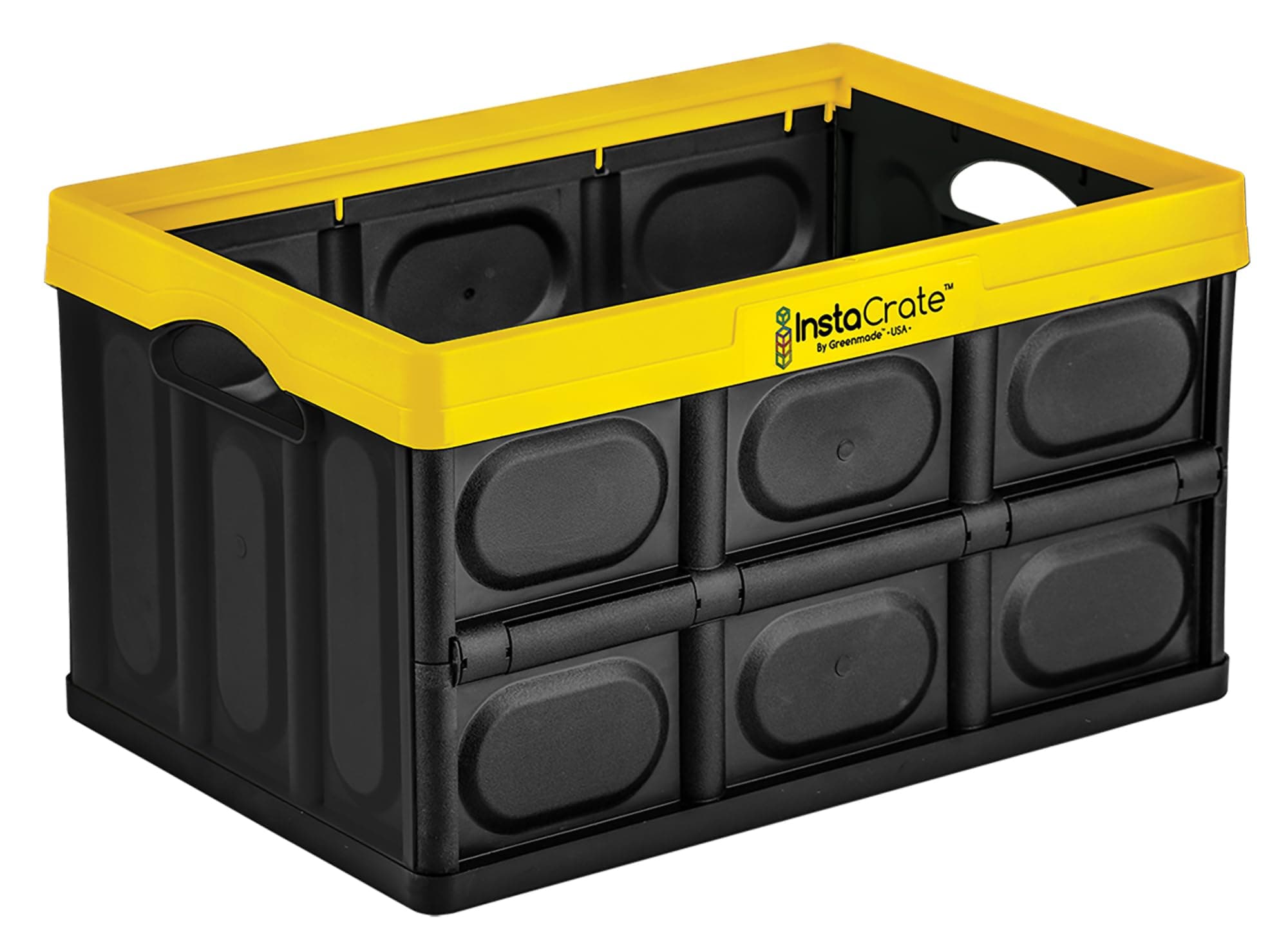 GreenMade InstaCrate Collapsible Storage Container, 12 gal, Yellow/Black