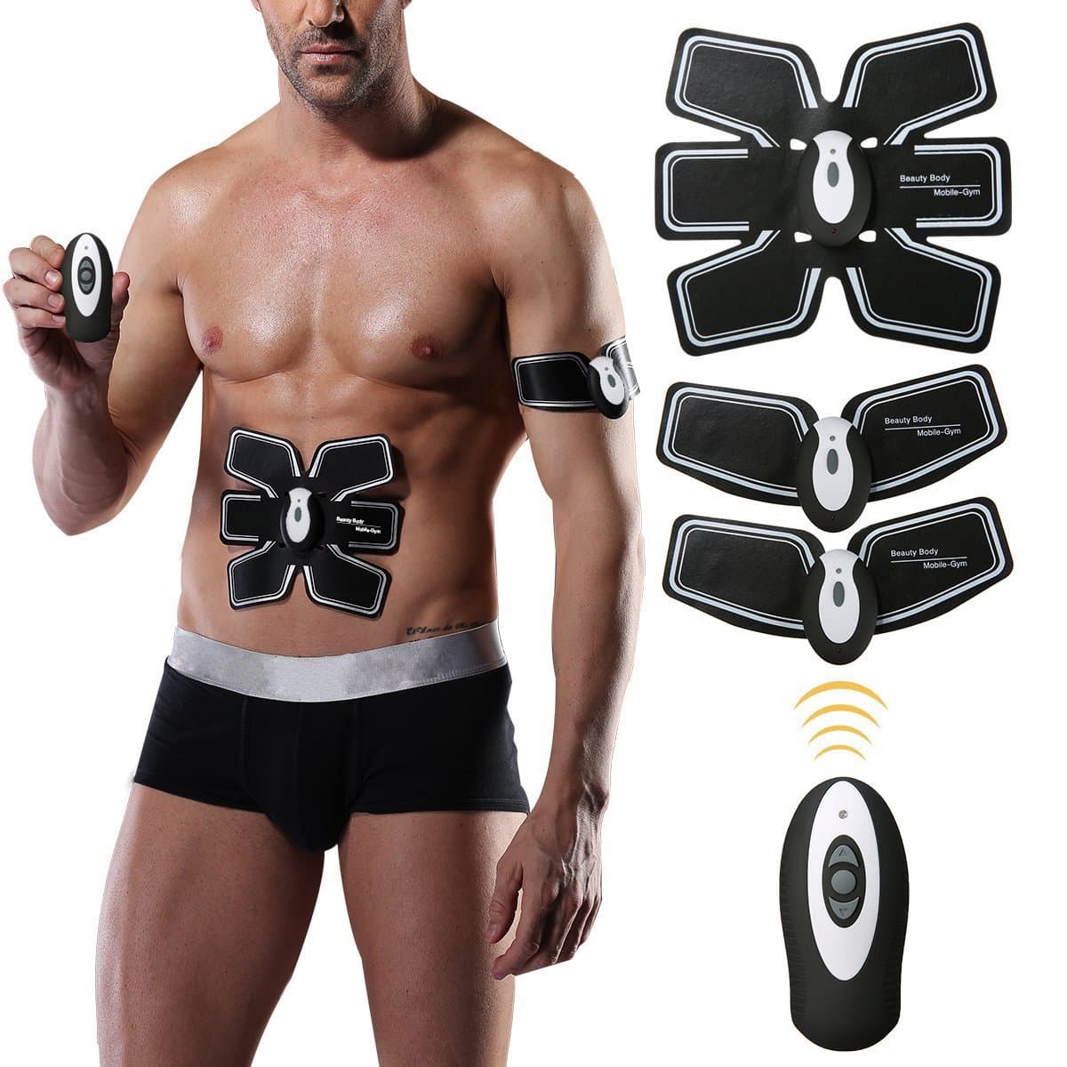 Muscle Trainer, EMS Muscle Trainer, Abdominal Muscle Stick, Wireless Remote Control Abdominal Muscle Stick, Gym Workout Home Office Abdominal Fitness Equipment / Arms / Legs Training The ultimate ABS stimulator for men and women, (new with support belt gift box packaging