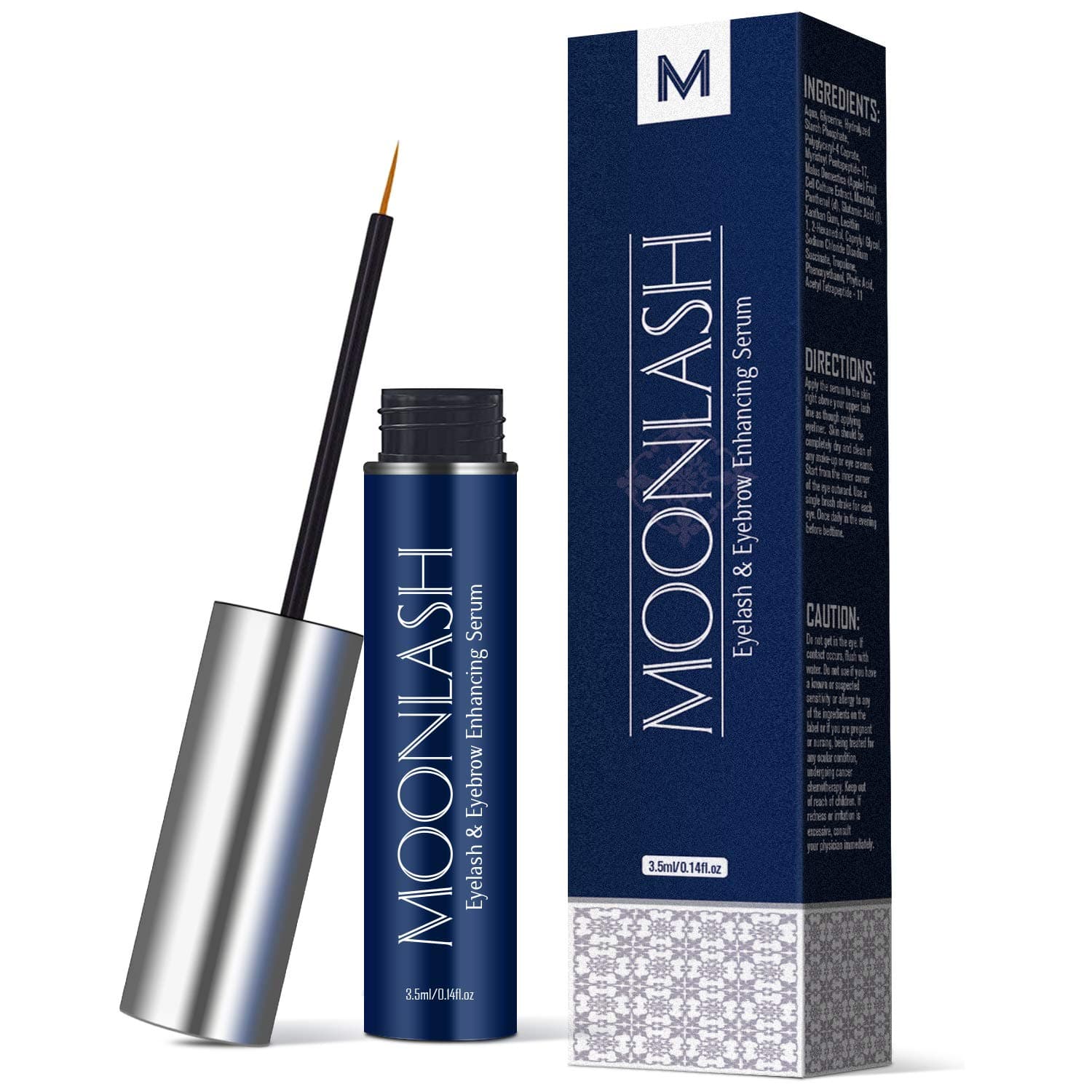 Moonlash Lash & Brow Booster Serum, Eyelash Growth Enhancer & Brow Serum with Biotin & Natural Growth Peptides for Longer, Thicker, Fuller and Healthier Lashes and Eyebrows, No Irritation Formula