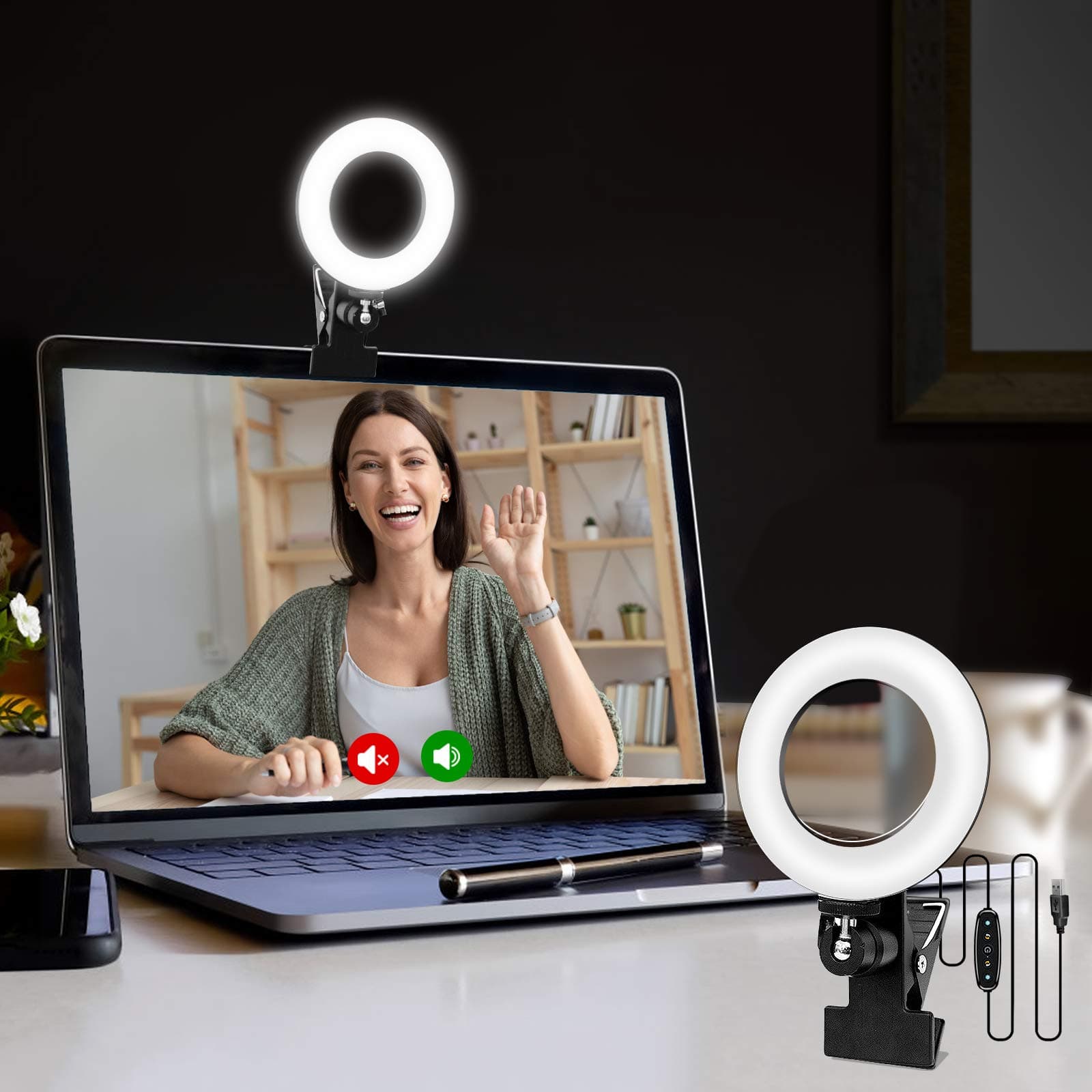 Video Conference Lighting Kit, Light for Monitor Clip On,for Remote Working, Distance Learning,Zoom Call Lighting, Self Broadcasting and Live Streaming, Computer Laptop Video Conferencing