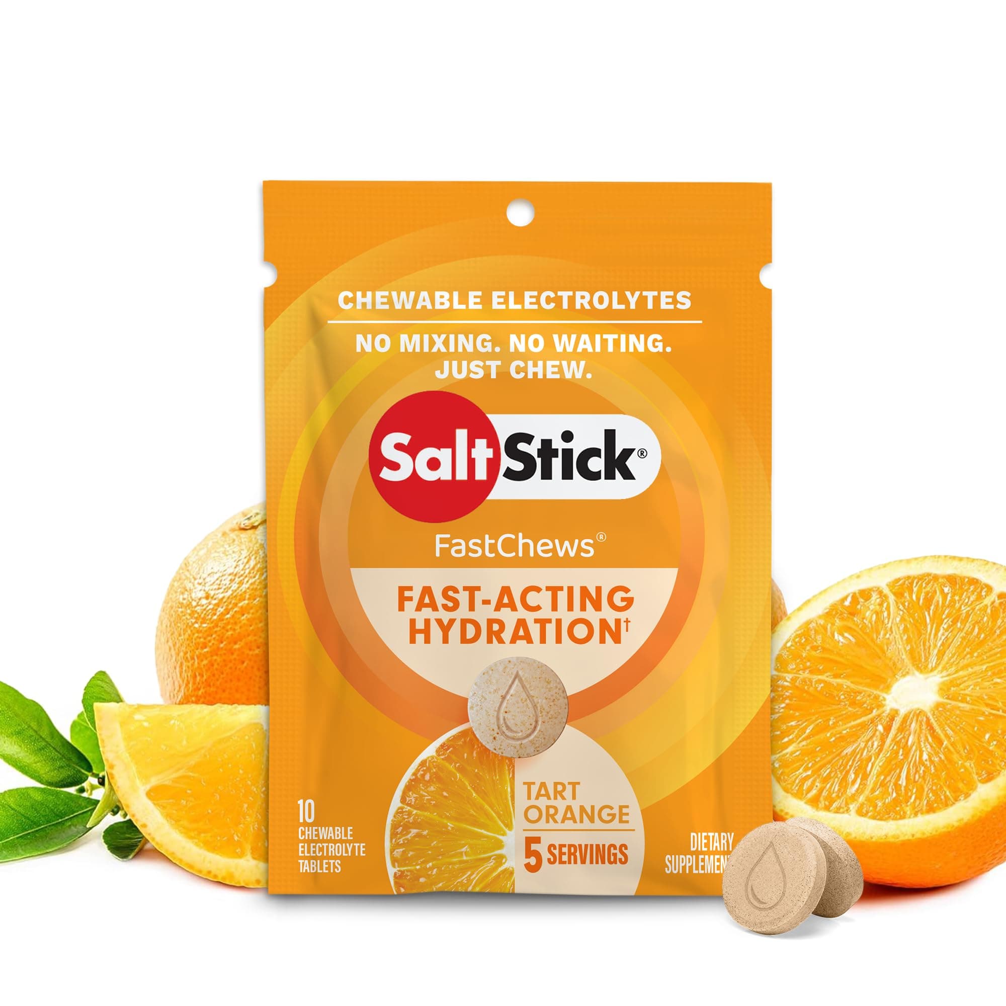 Saltstick Fastchews - Pack of 10 Chewable Electrolytes - Tart Orange