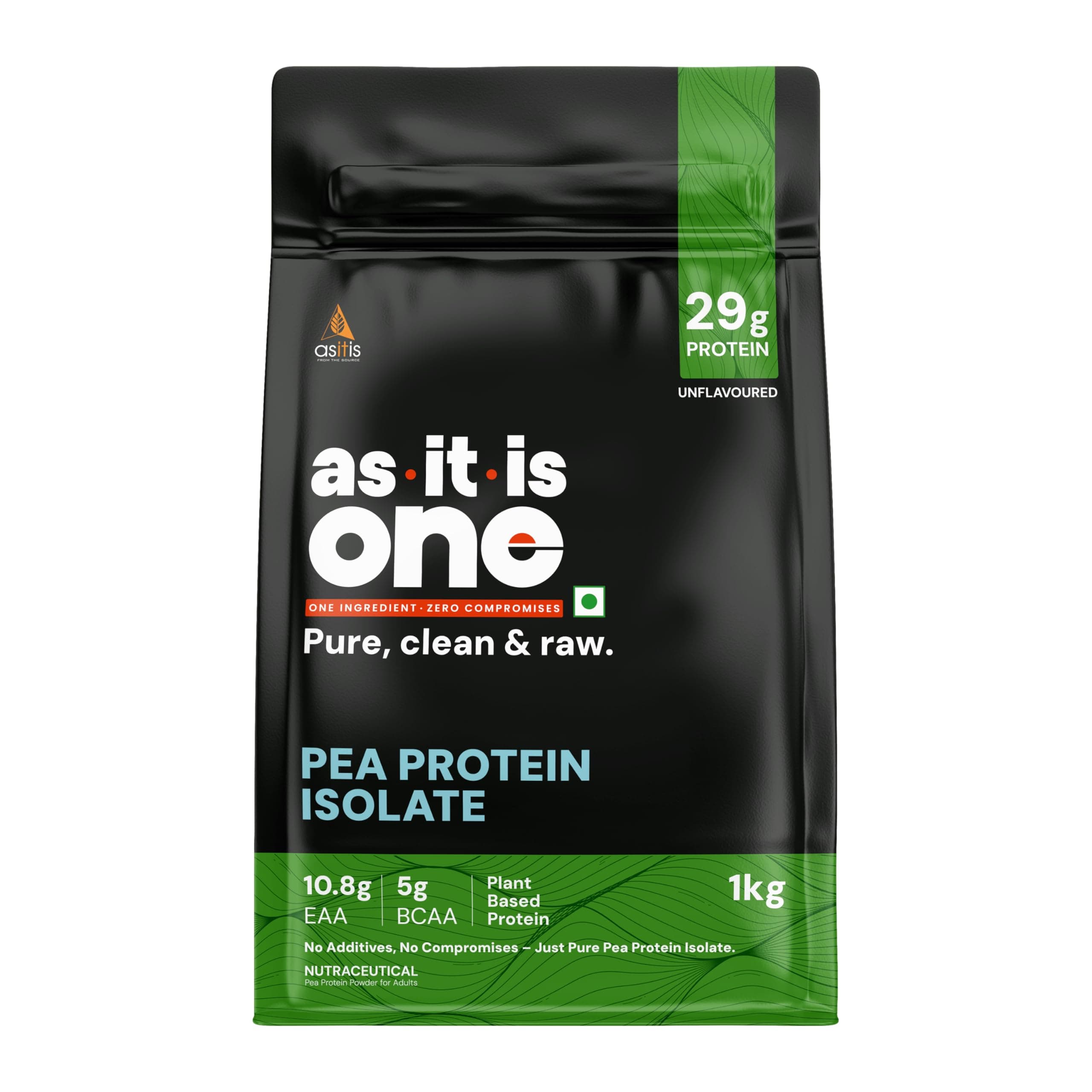 Asitis Nutrition 100% Pea Protein Isolate, 28g Protein, Pure Vegan Plant Protein, Promotes Muscle Building with Easy Digestion, Whey Protein Substitute Designed as Meal Supplement - Unflavoured,