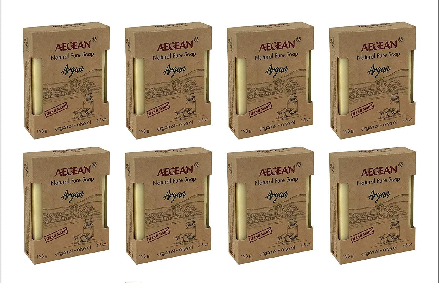 Argan Oil Soap Bar - Handmade 100% Pure Natural & Vegan, Shampoo Bar (8 Bars)
