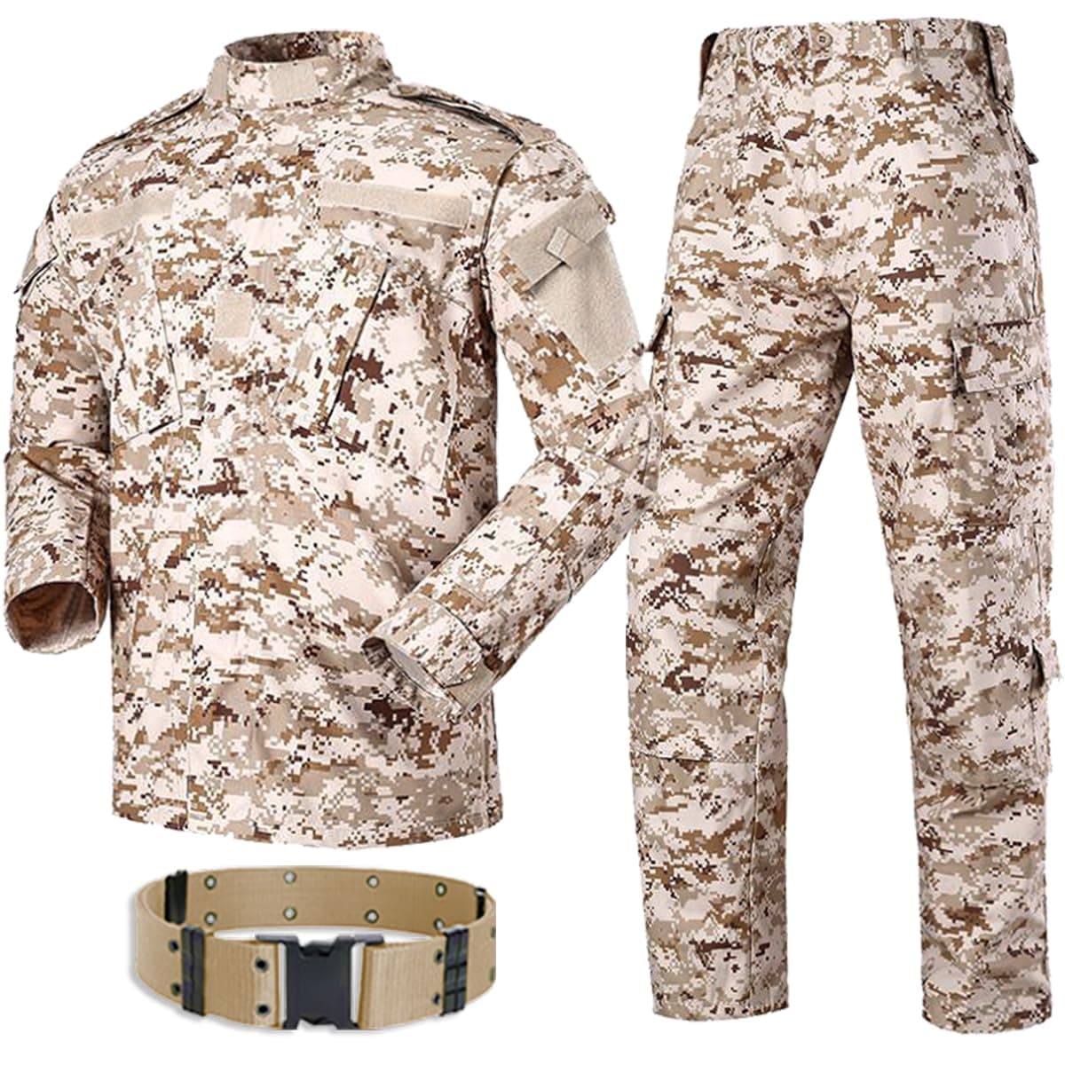 H World Shopping Men Tactical BDU Combat Uniform Jacket Shirt & Pants Suit for Army Military Airsoft Paintball Hunting Shooting War Game Desert Digital (AOR1