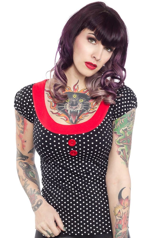 Sourpuss Beki Top Black/White Polka Dots