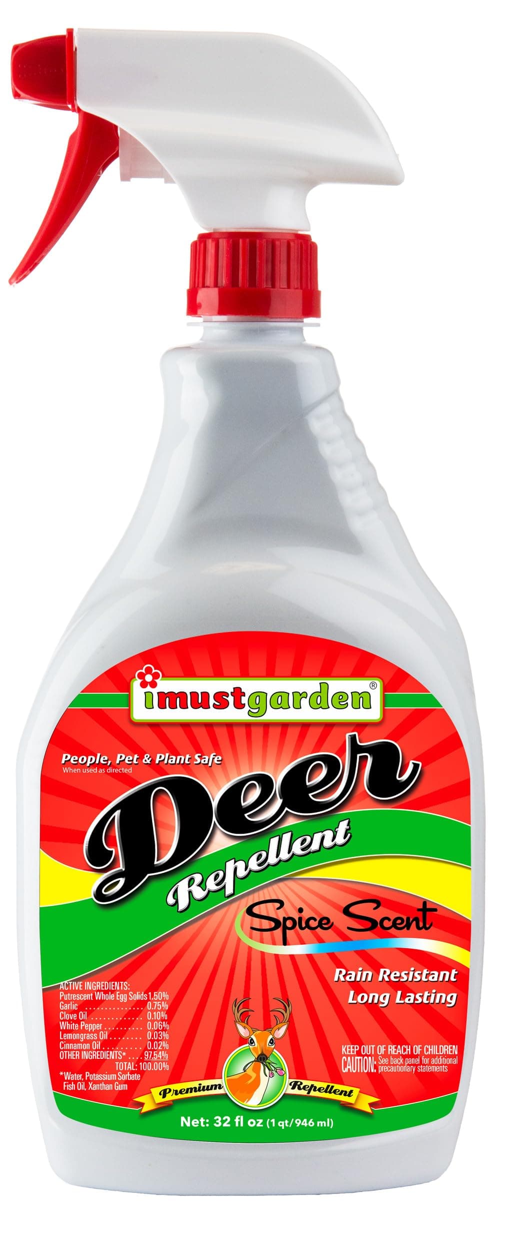 I Must Garden Deer Repellent: Spice Scent Deer Spray for Gardens & Plants – Natural Ingredients – 32oz Ready to Use