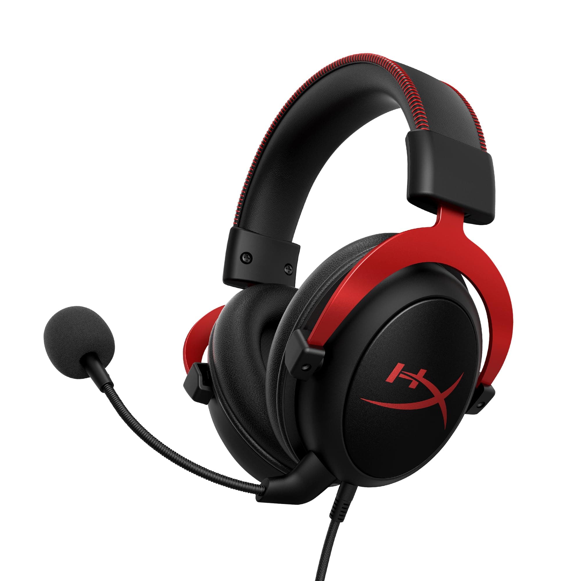 Cloud II โ Wired Gaming Headset for PC, PS5 / PS4. Active Noise Cancellation, Over Ear, circumaural, Closed Back, HyperX Virtual 7.1 Surround Sound - Black-Red (4P5M0AA)