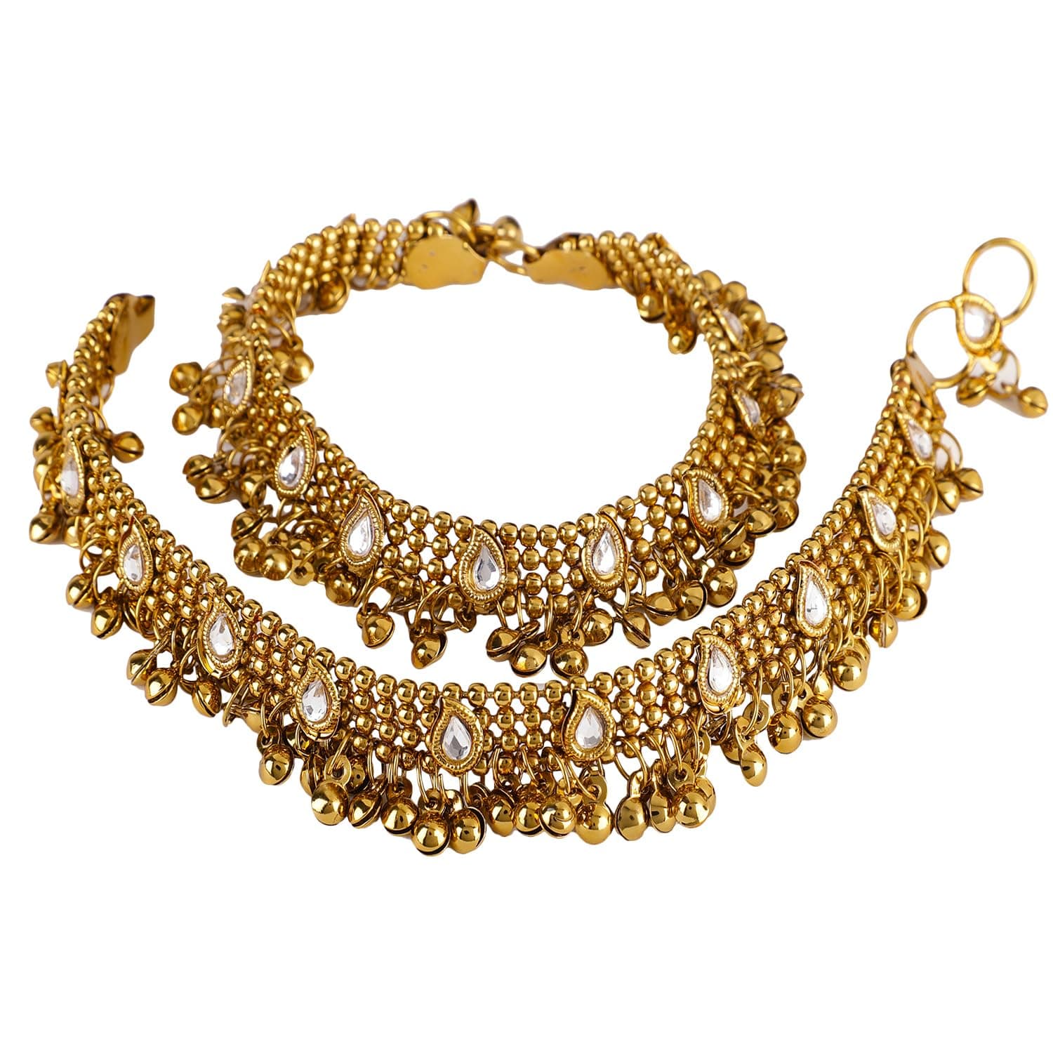Shining Diva Gold Plated Anklets for Women (5634a)