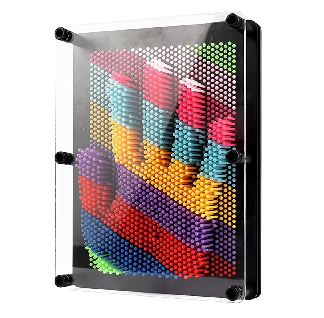 3D Pin Art Board Toy - Large Size Classic Pin Impression Desk Toys Sculpture for Children Adults 6 x 8 inches (Colorful Plastic)