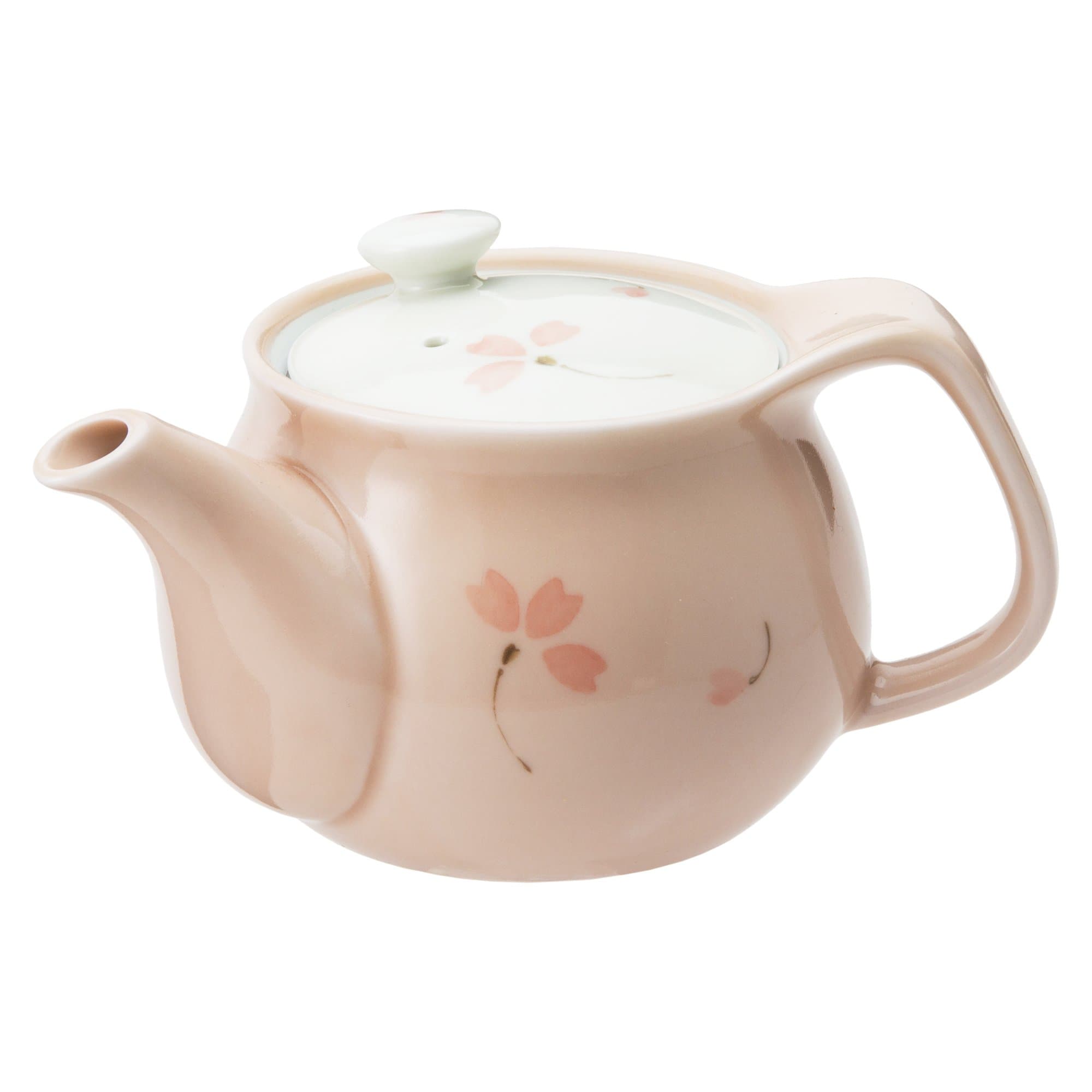 Arita Ware Glazed Cherry Blossom Pot Teapot with U-Shaped Tea Infuser, Pink (450cc)