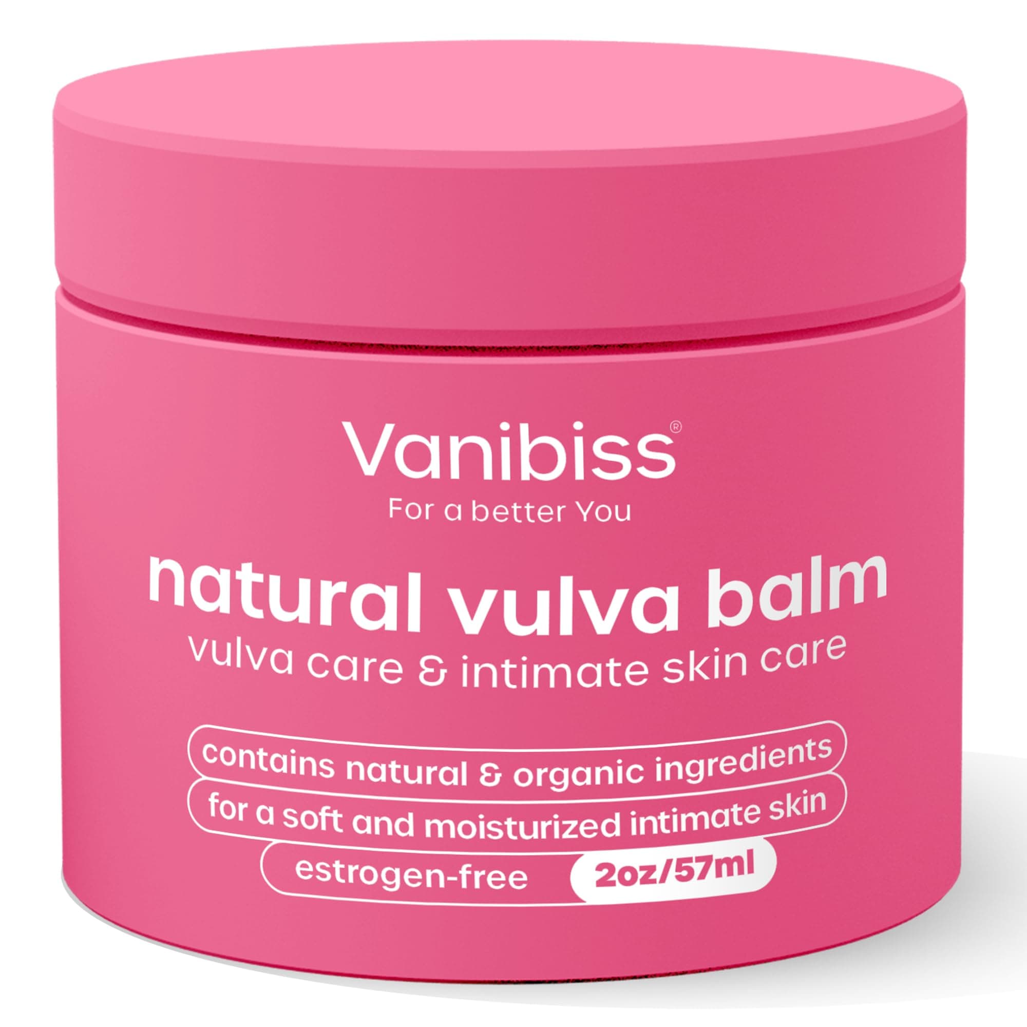 Vanibiss Natural Organic Vulva Balm - Vulvar Cream & Vaginal Moisturizer for Dryness, Itching, Chafing, and Burning - Estrogen Free (2oz)