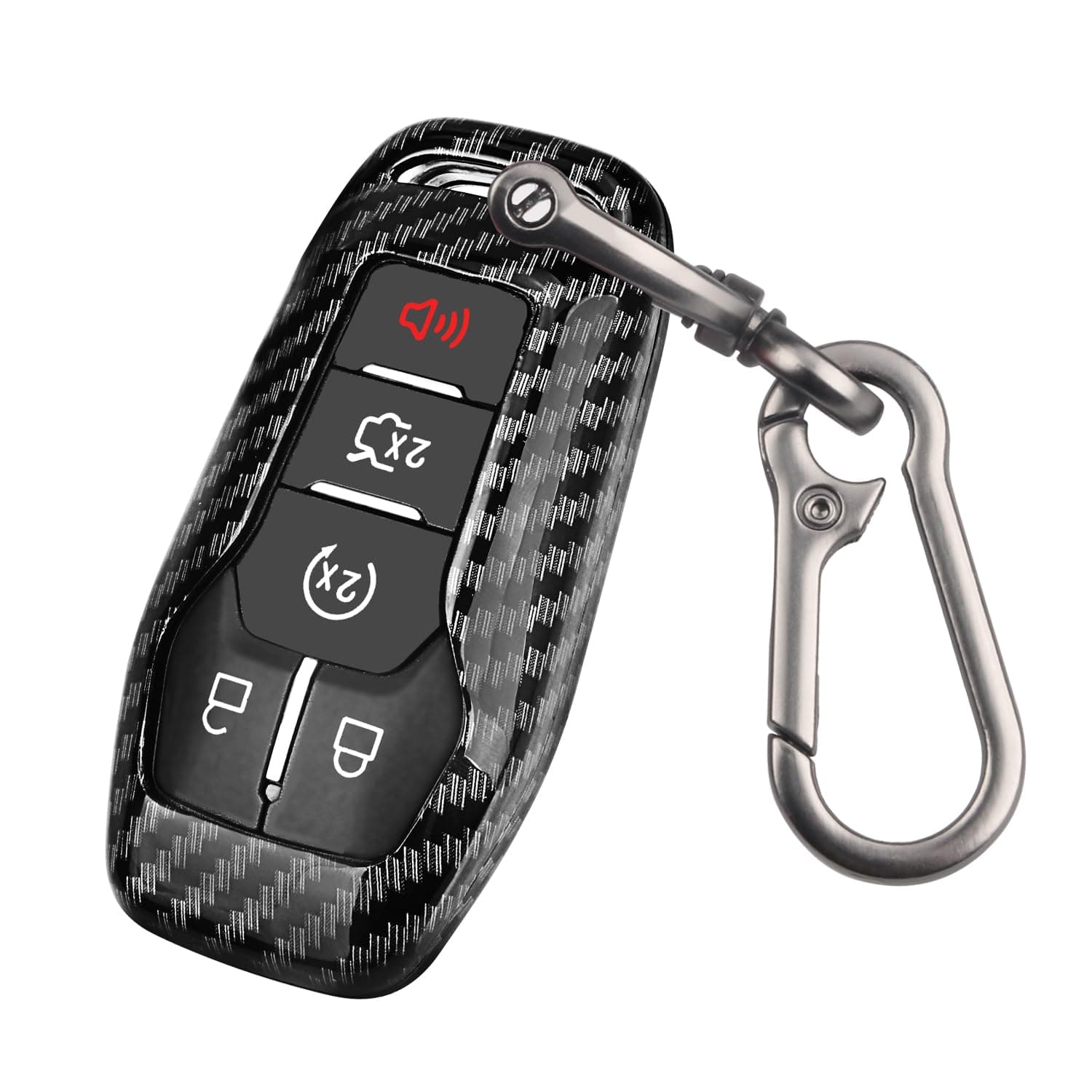 QBUC for Ford Key fob Cover,Carbon Fiber Car Key Case Protector with Keychain Compatible with with Ford Fusion F-150 Edge Explorer Mustang Lincoln MKZ MKC 4/5 Buttons Smart Key