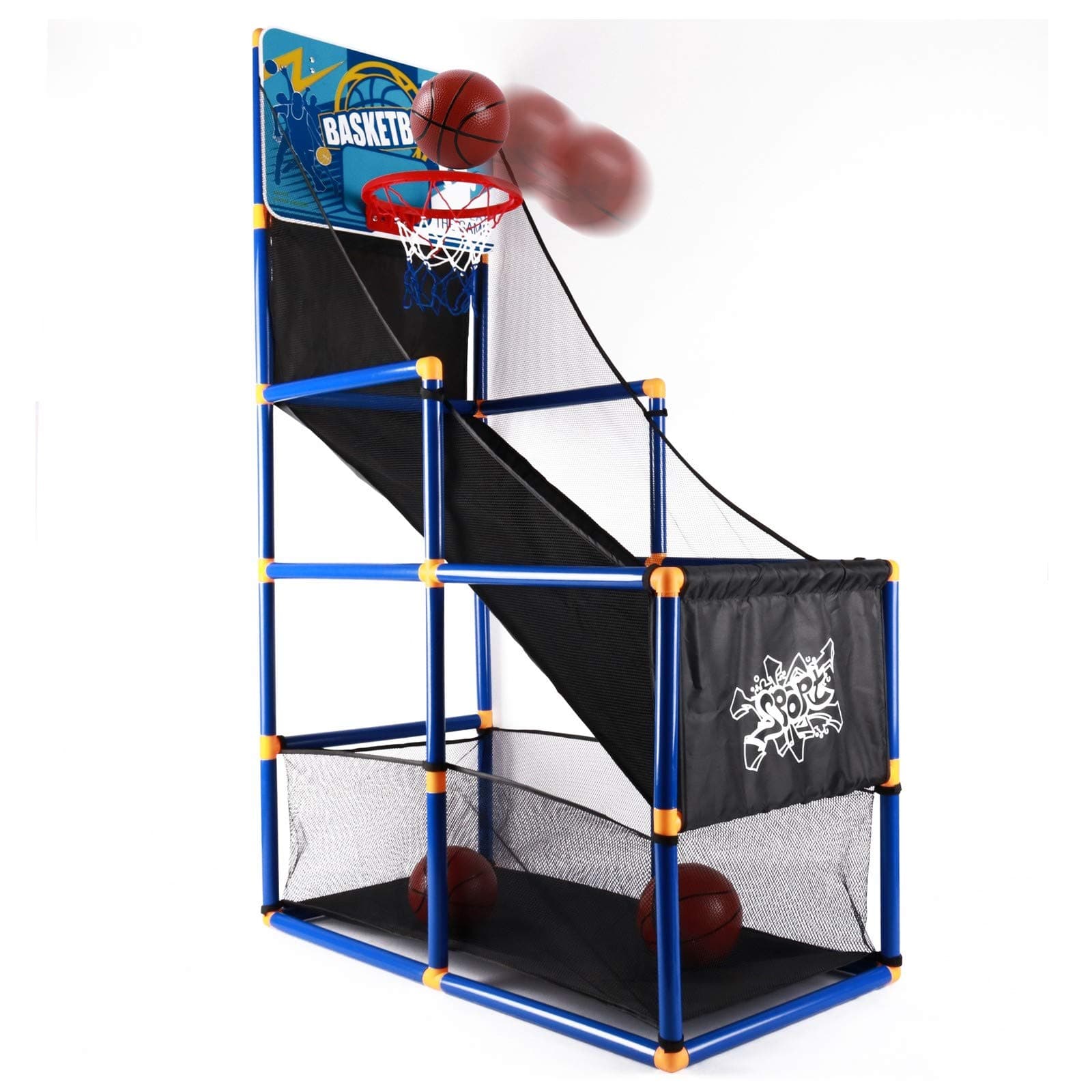 Kids Home Basketball Court Shooting Game Includes 2 Balls Air Pump And Slide Ramp Great For Indoor Arcade Practice Improves Scoring Accuracy Sports Toys Active Play Gift For Children Boys Girls