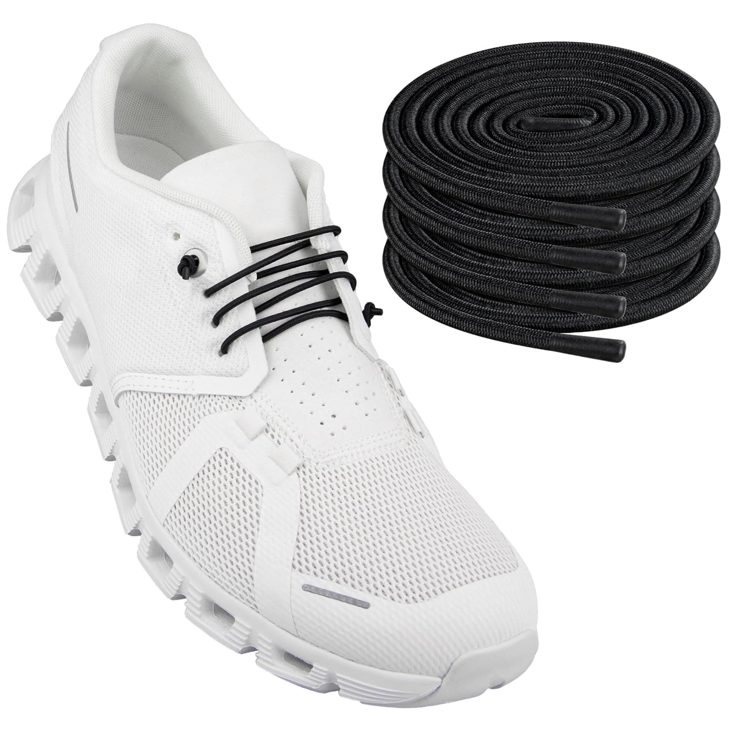 2 Pairs Elastic Shoelaces for ON Cloud 5 & 6 No Tie Replacements Shoes Laces Stretchy Bungee Running Training