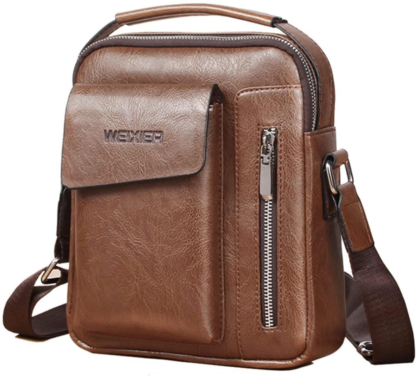 Messenger Bag for Men Crossbody Shoulder Purse Small Vintage PU Leather Satchel Pouch Side Crossover Handbag