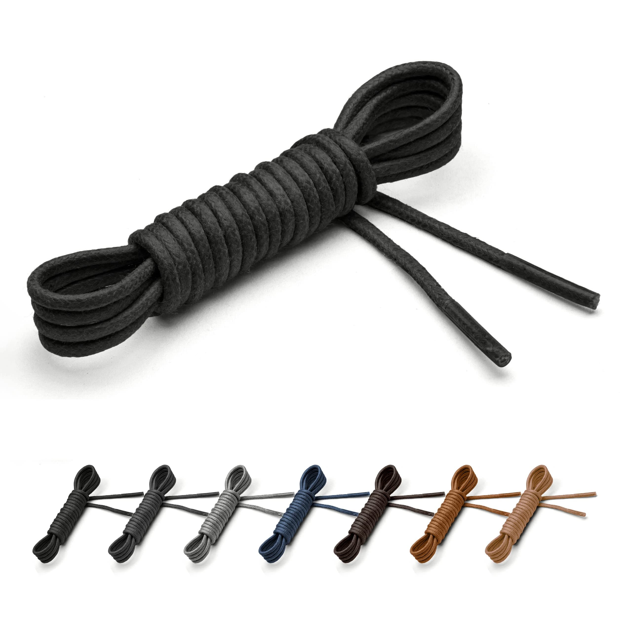 Benchmark Dress Shoe Laces - Extra Thin Waxed Cotton Shoelaces for Dress Shoes and Boots - 30, 33 or 36 Inch Lengths