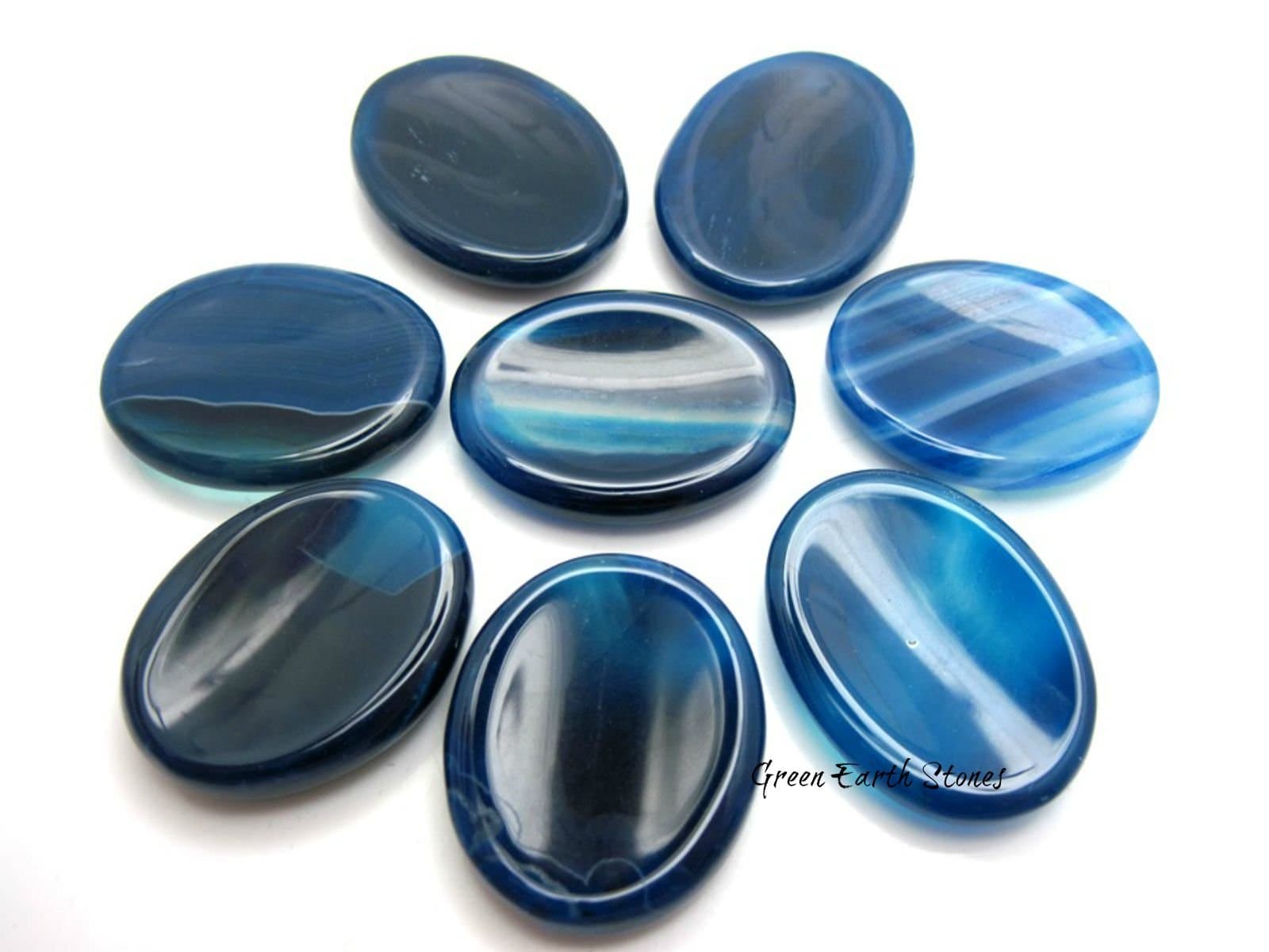 One Blue Onyx Worry Stone with Pouch Small