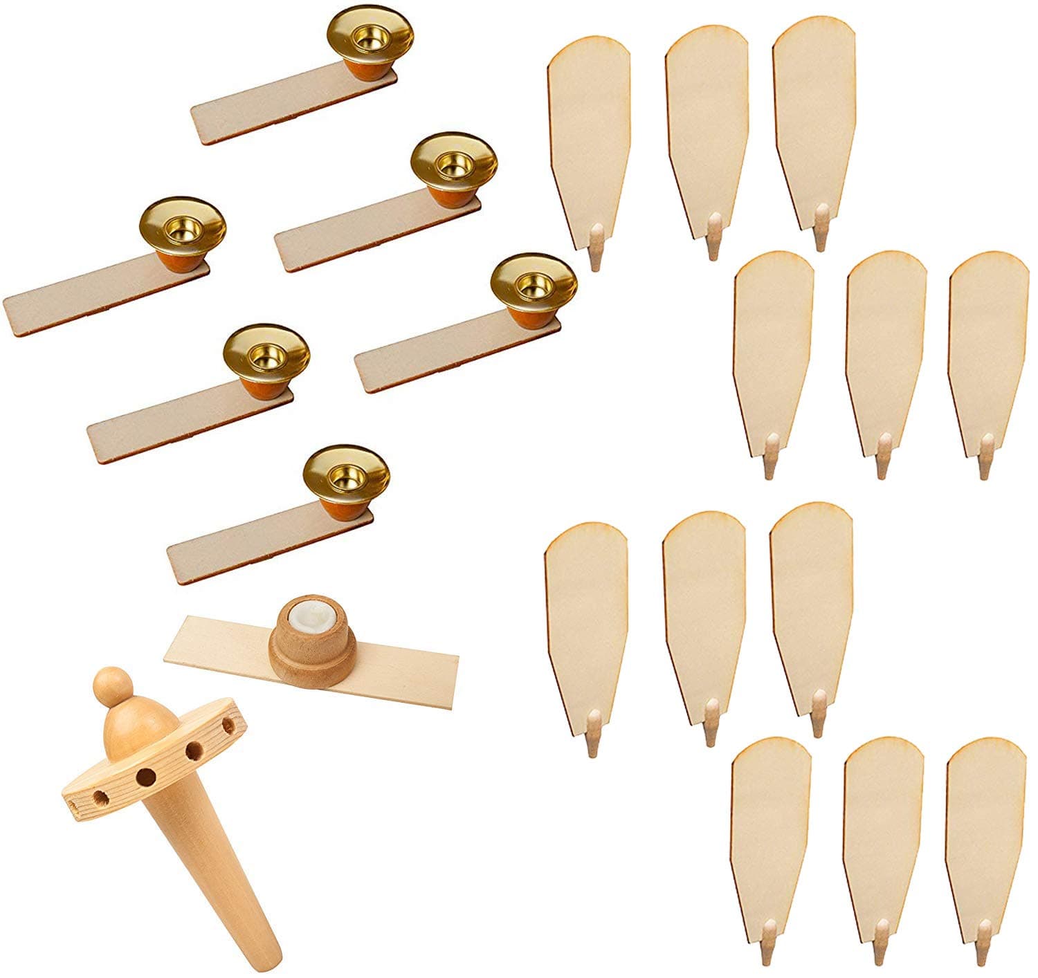 Replacement Kit for 18 & 24 Inches Natural Wood Pyramids - 12 Fans, 6 Candle Holders, 1 Fan Blades Holder, 1 Nub