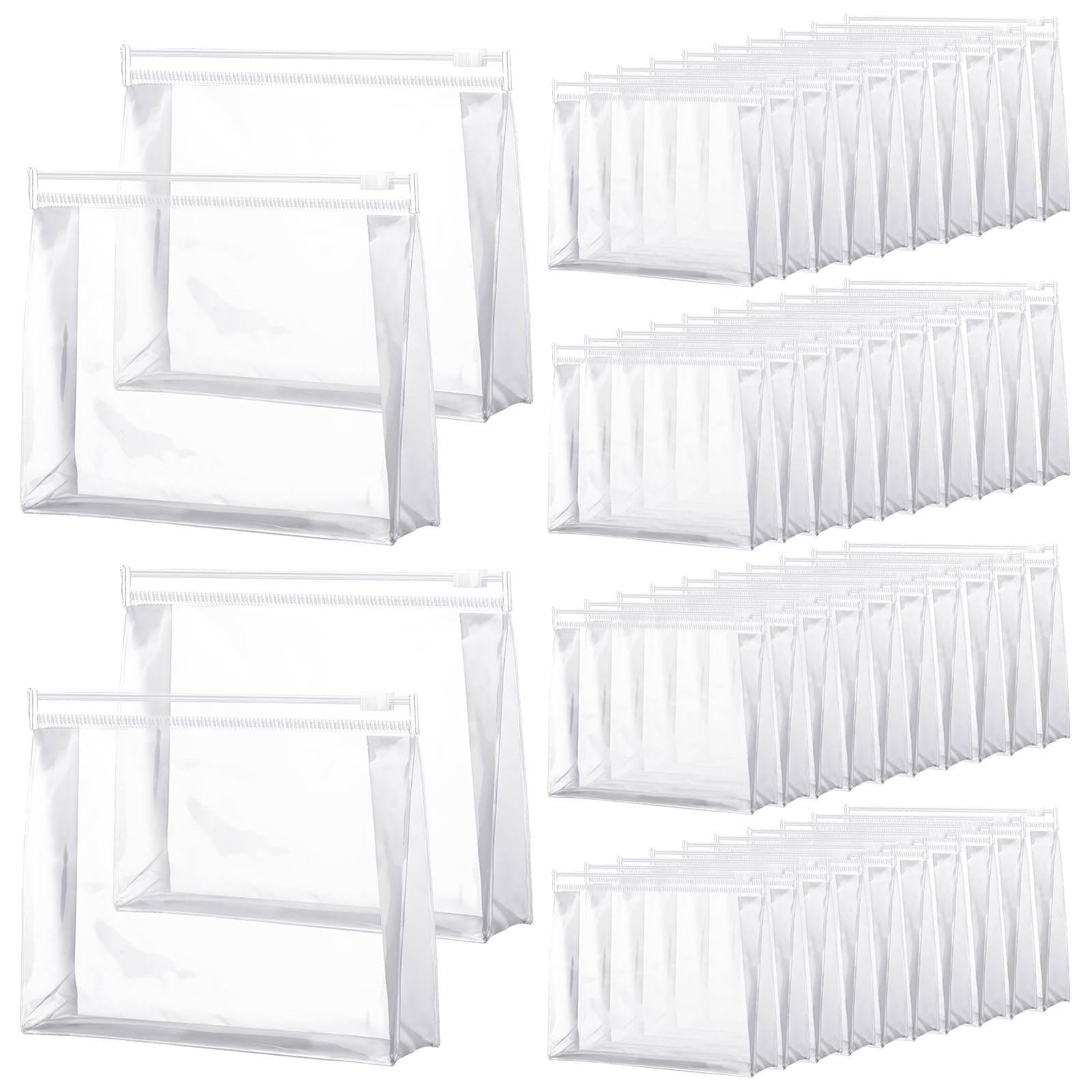 Xuniea 50 Pcs Mini Clear Makeup Bag Small Clear Zipper Pouch Travel Plastic Cosmetic Organizer Waterproof for Toiletries Swimsuit Bikini Bathing Suit(7.9'',Transparent)