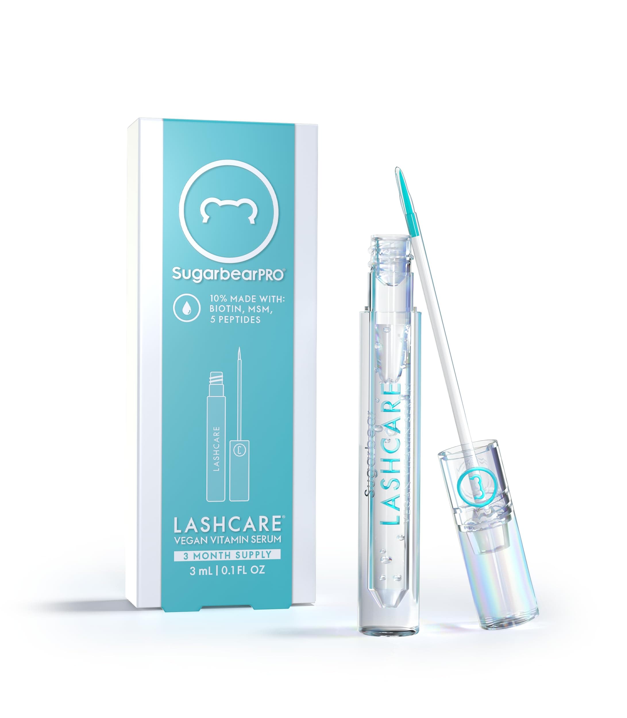 Sugarbear Vitamin Care LashCare, Lash Enhancing Serum, Promotes Appearance of Longer, Thicker Eyelashes, Cruelty Free & Vegan (3 Month Supply)