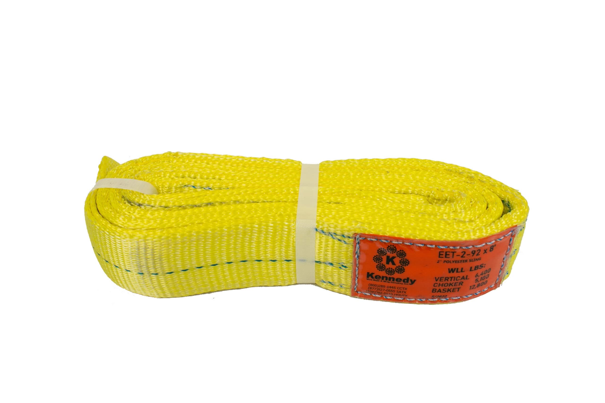Kennedy Wire Rope & Sling Company 2inches x 8' 2-Ply Twist Eye Polyester Lifting Sling (Various Sizes in Listing) Made in The USA